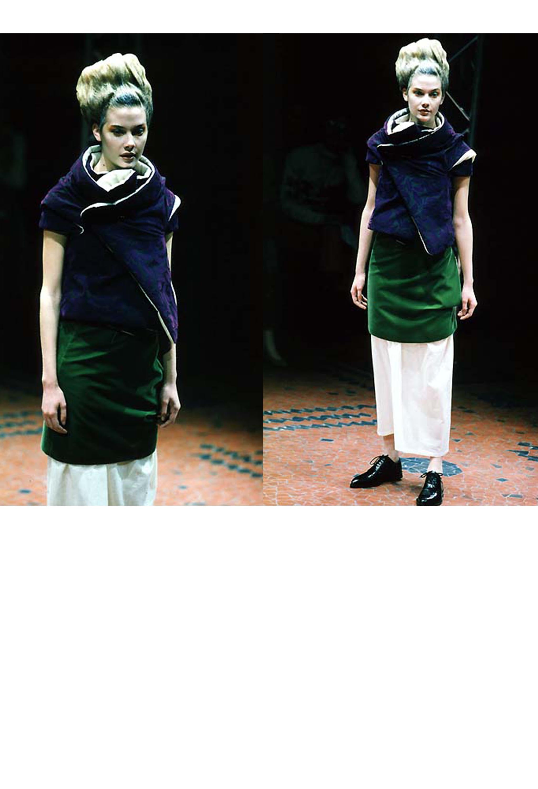 COMME DES GARCONS BLACK & PURPLE FLORAL FLORAL PADDED WRAP TOP 1996