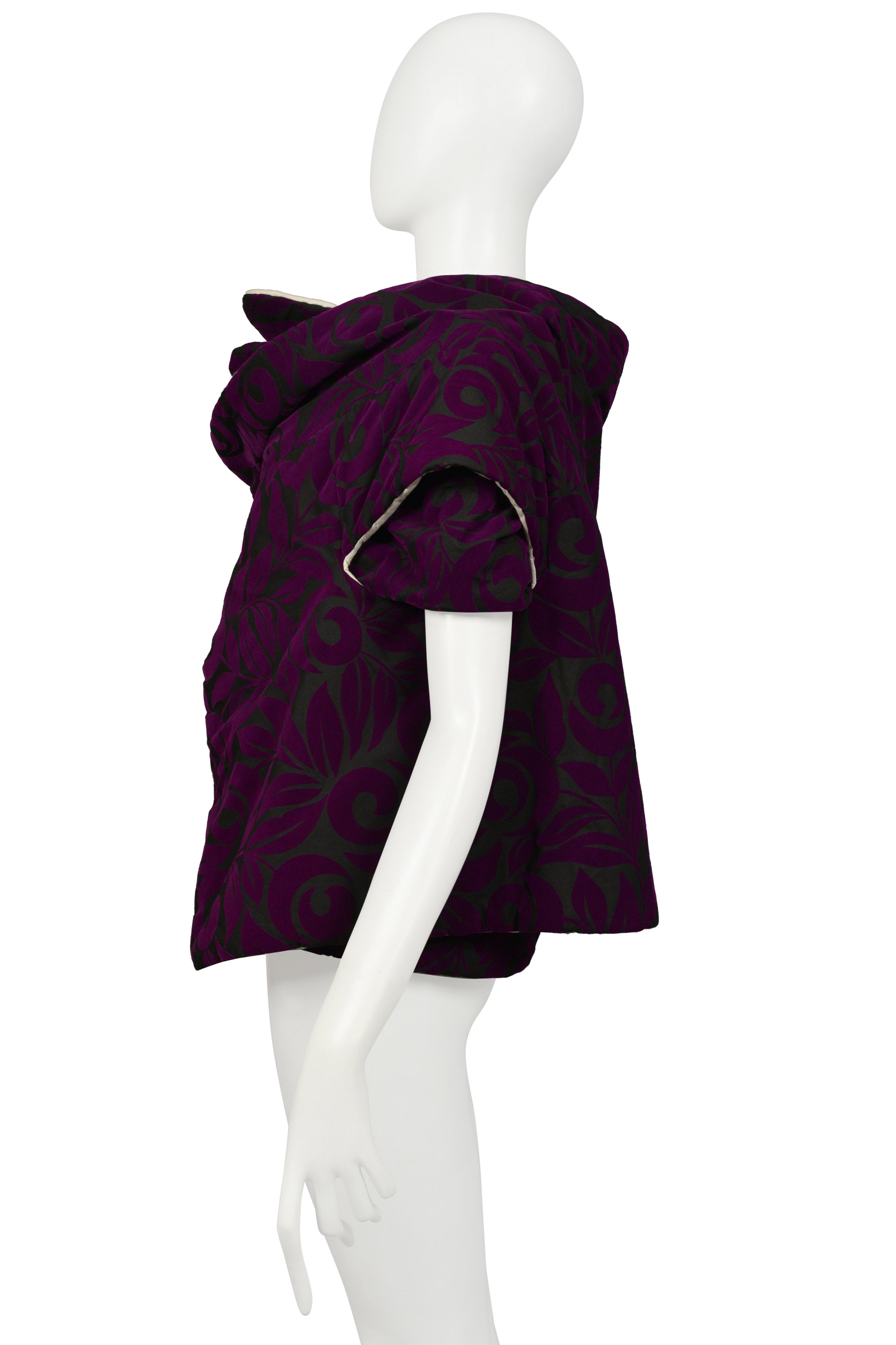 COMME DES GARCONS BLACK & PURPLE FLORAL FLORAL PADDED WRAP TOP 1996