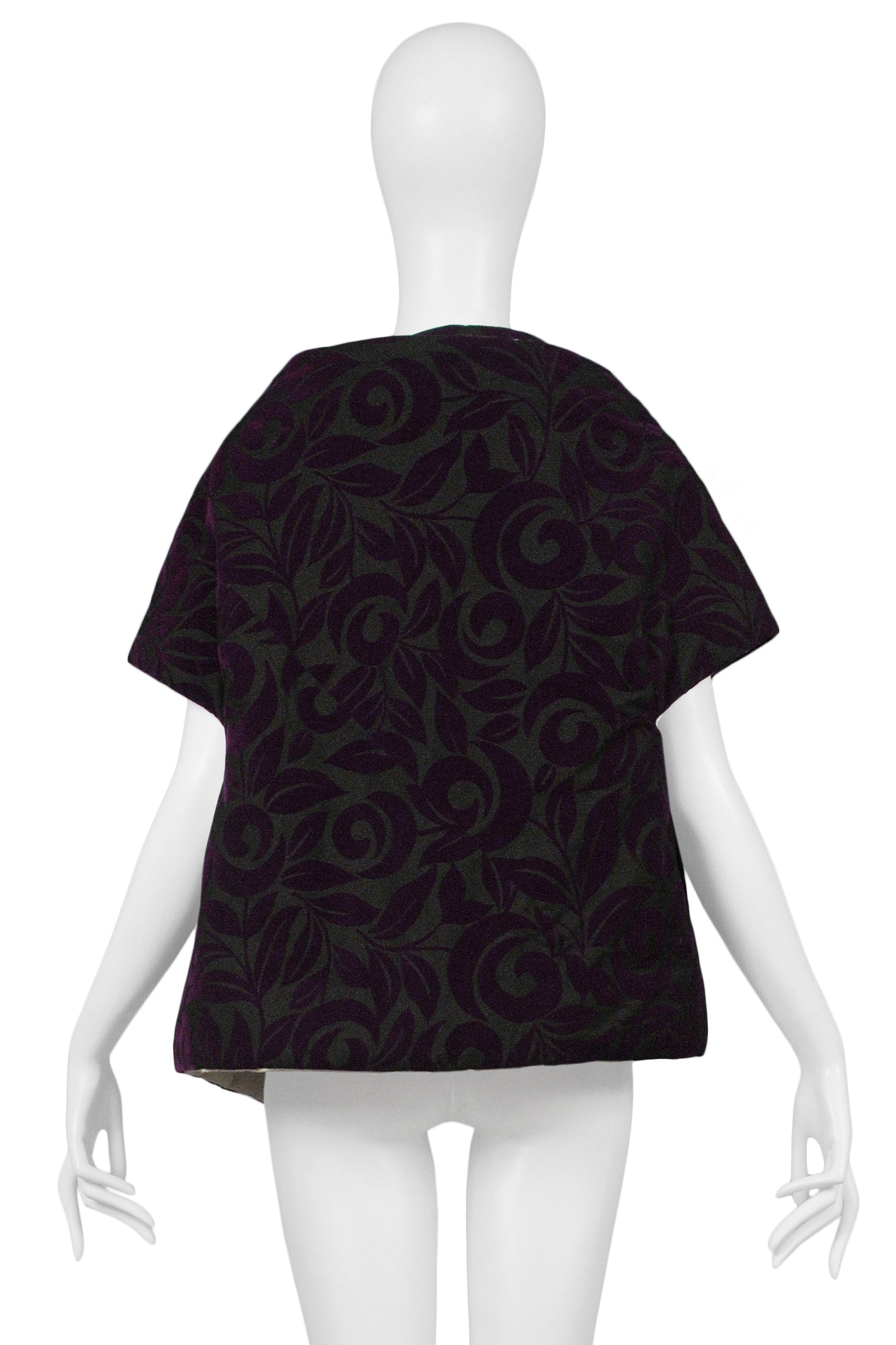 COMME DES GARCONS BLACK & PURPLE FLORAL FLORAL PADDED WRAP TOP 1996