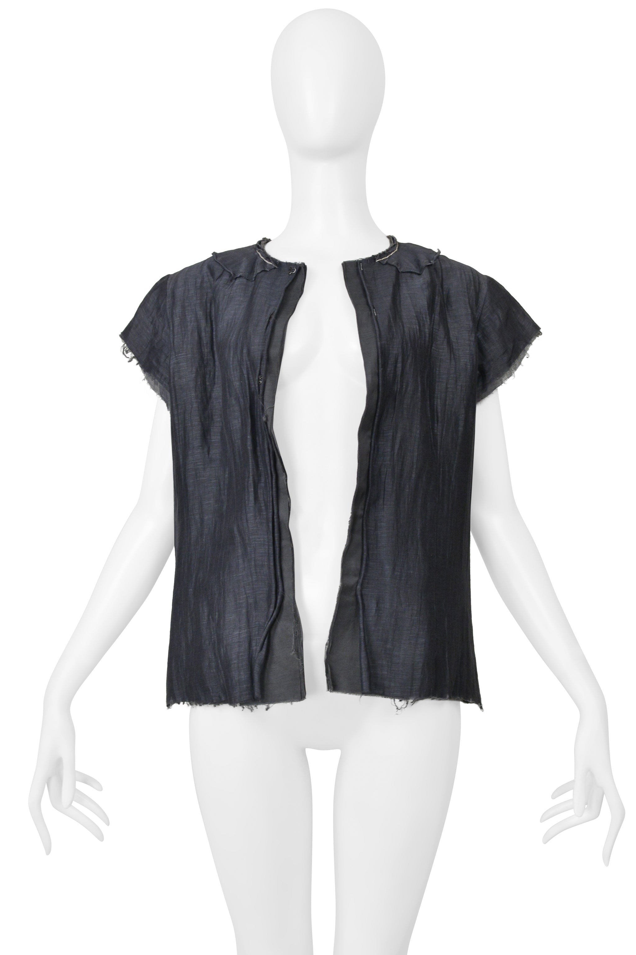 COMME DES GARCONS GREY LINEN SHELL JACKET WITH WHITE STITCHING 1997