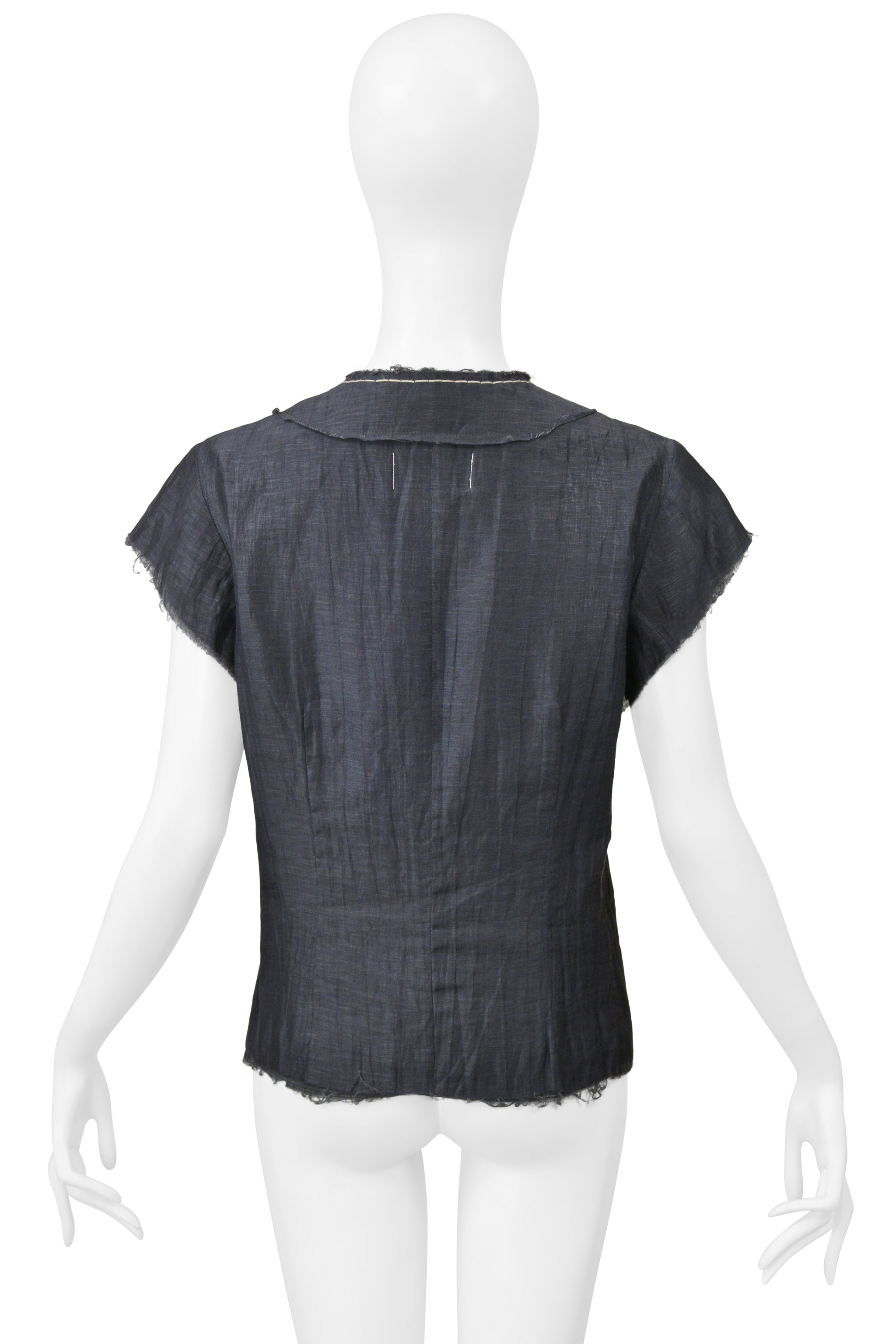 COMME DES GARCONS GREY LINEN SHELL JACKET WITH WHITE STITCHING 1997