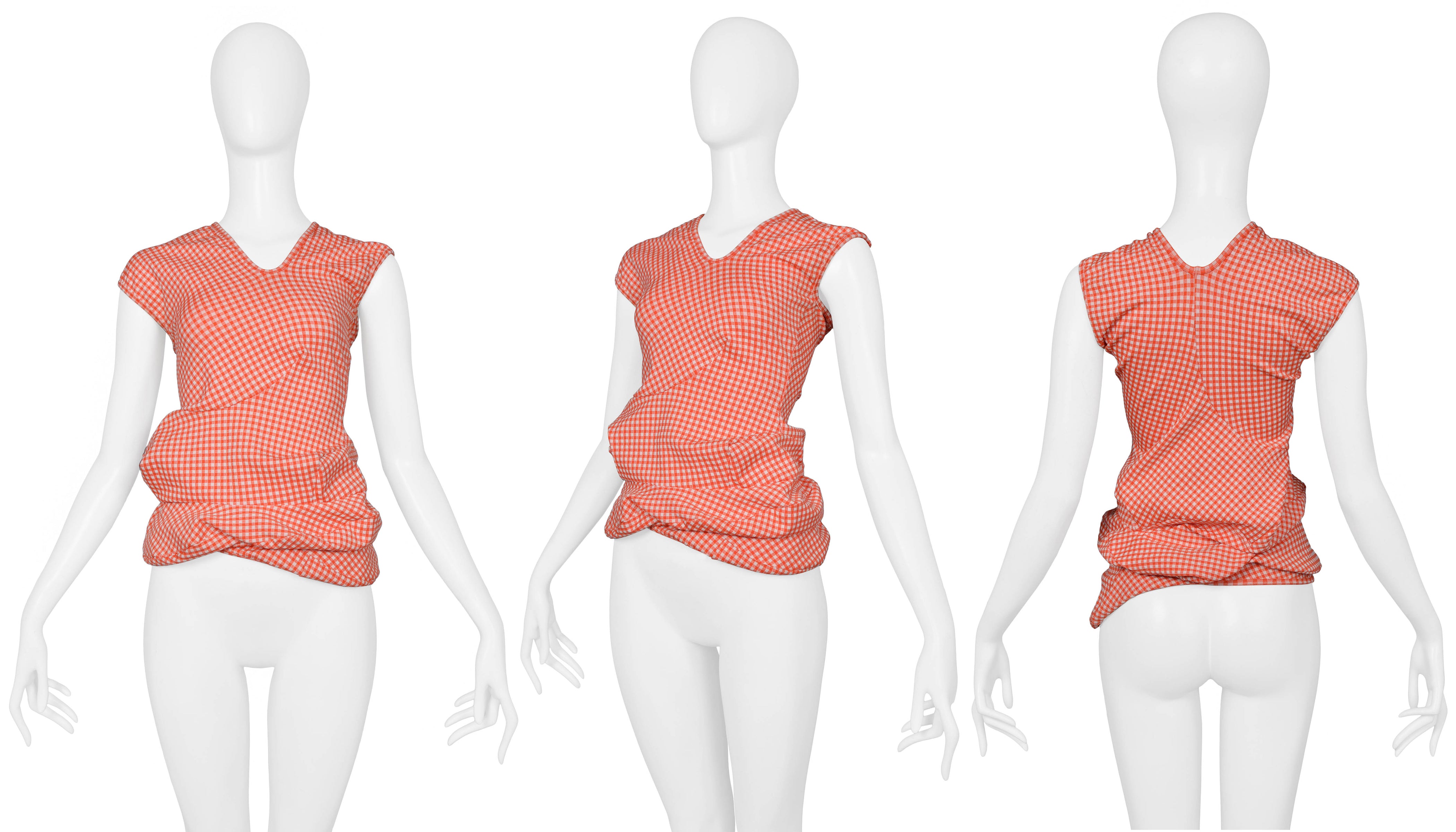 COMME DES GARCONS RED GINGHAM LUMPS & BUMPS TOP 1997