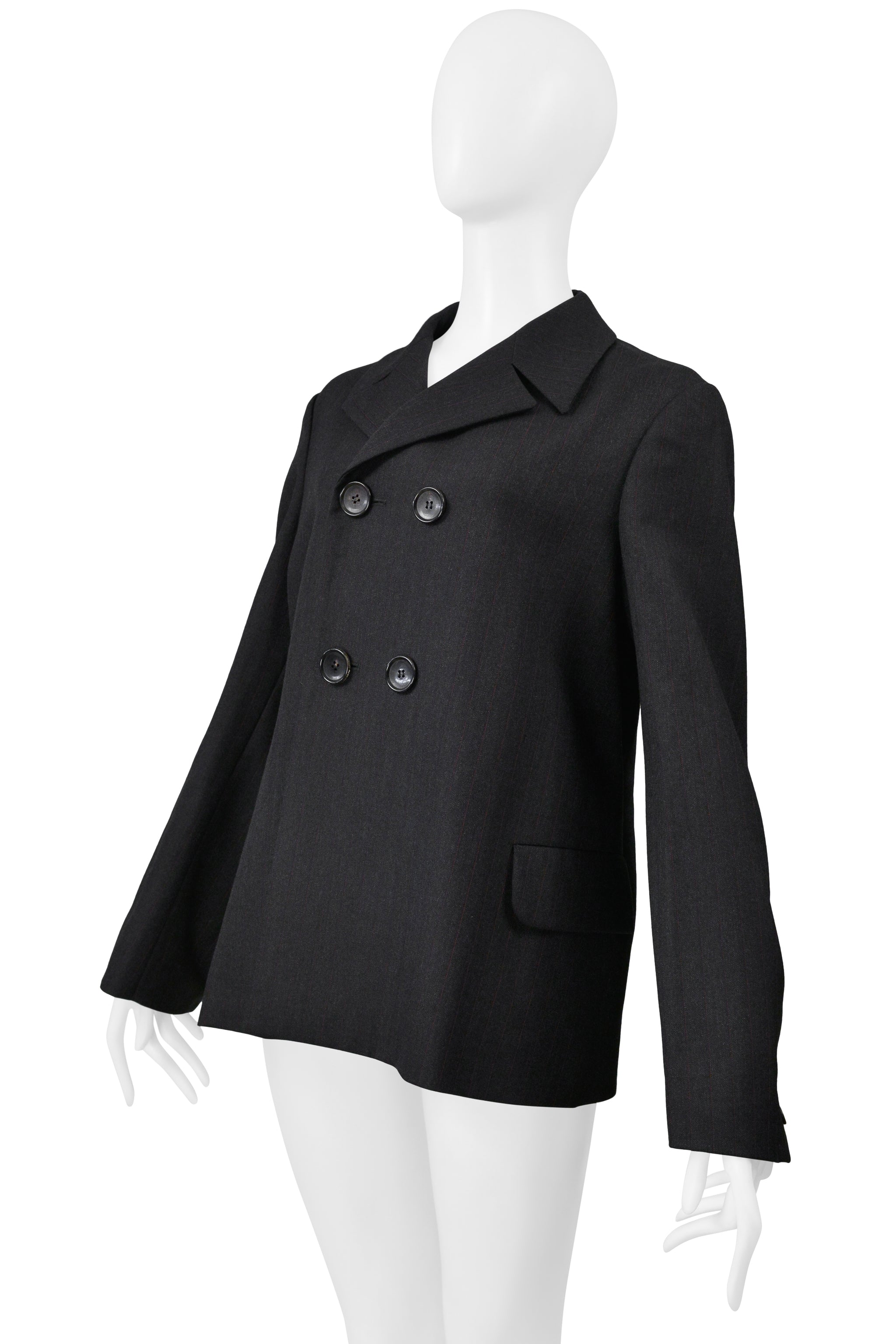 COMME DES GARCONS GRAY PINSTRIPE DOUBLE BREASTED JACKET 1998-1999