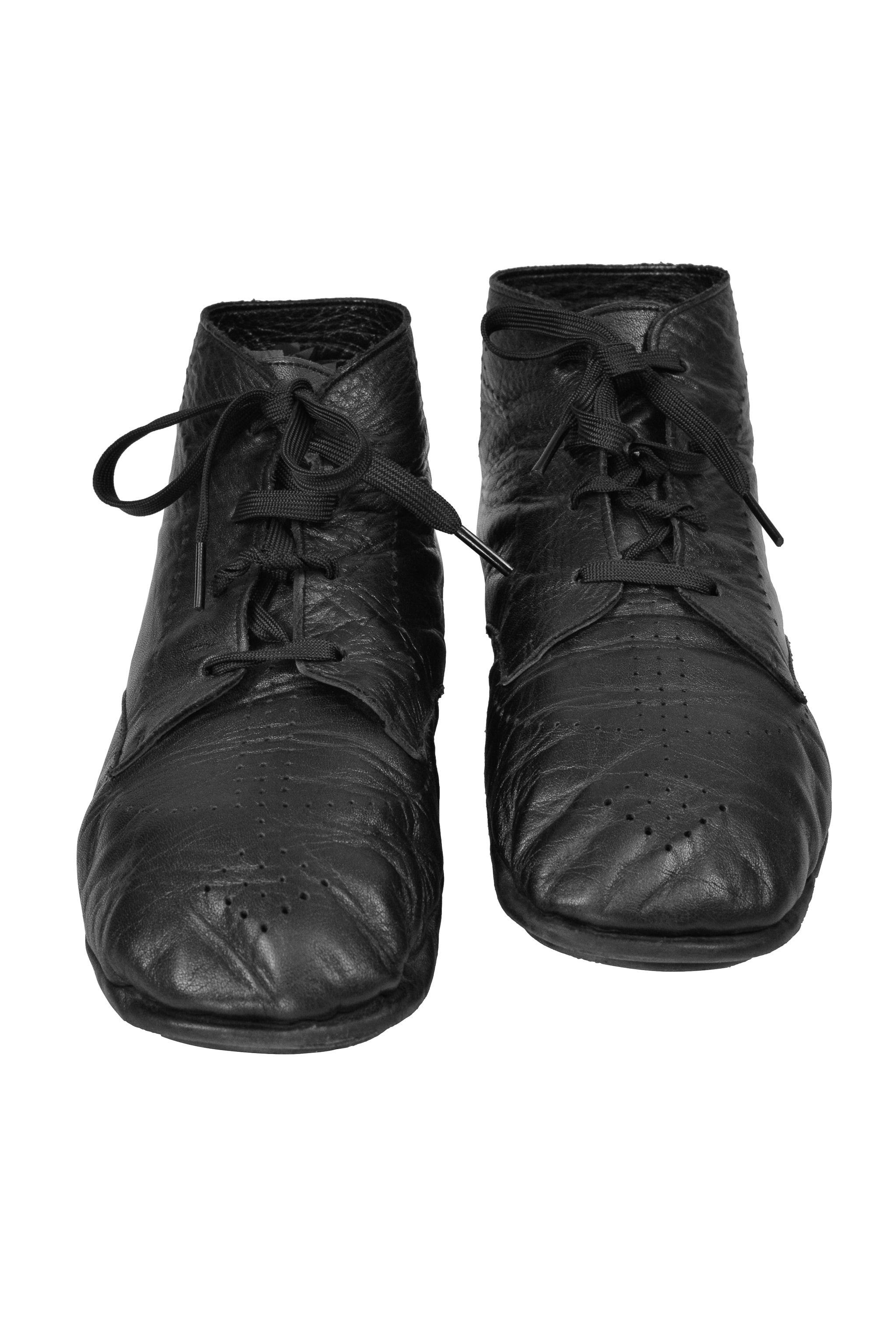 COMME DES GARCONS BLACK LEATHER LACE UP BOOTS 1998
