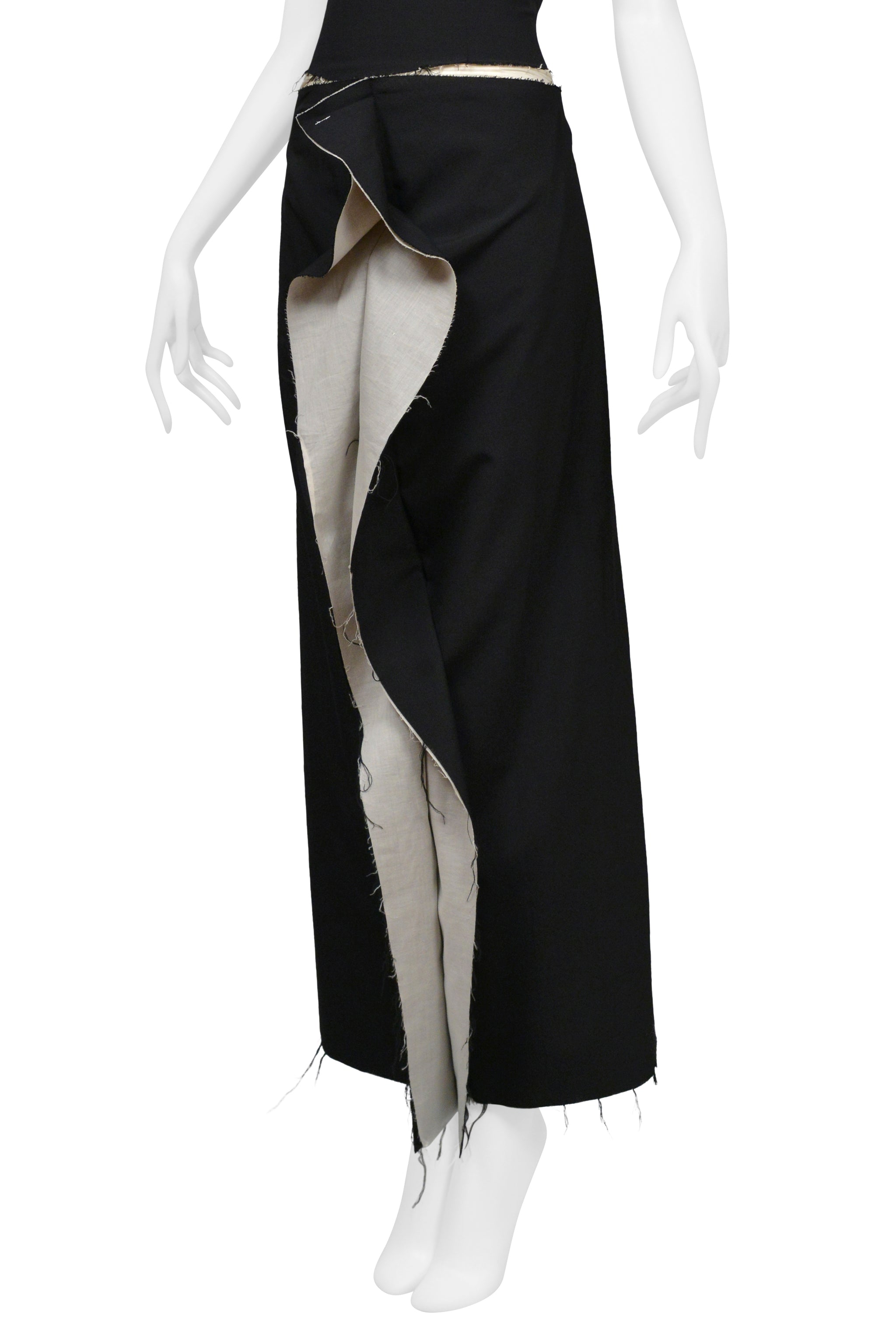 COMME DES GARCONS BLACK AND WHITE DOUBLE LAYERED TANK TOP AND SINGLE RUFFLE SKIRT ENSEMBLE 1998