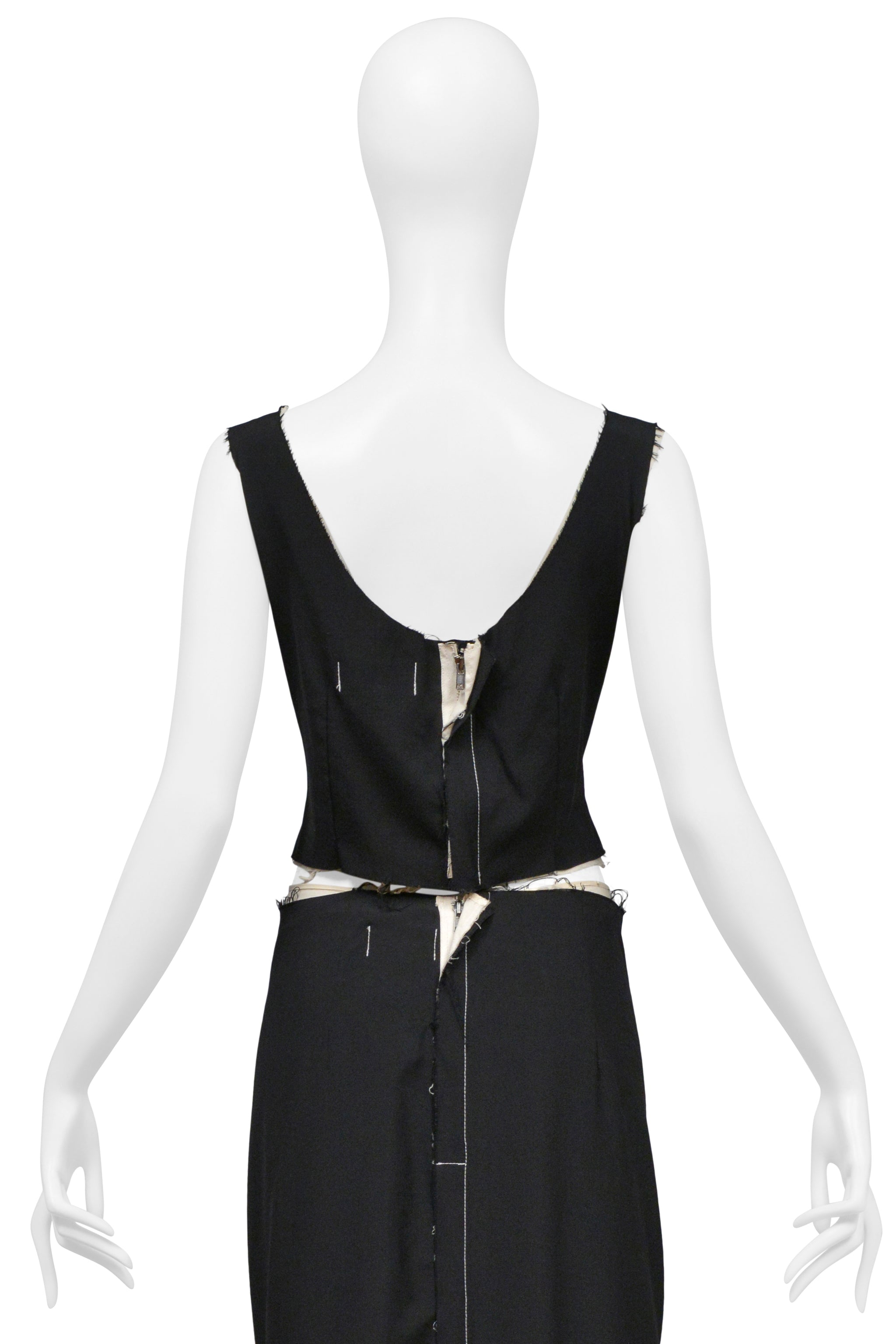COMME DES GARCONS BLACK AND WHITE DOUBLE LAYERED TANK TOP AND SINGLE RUFFLE SKIRT ENSEMBLE 1998