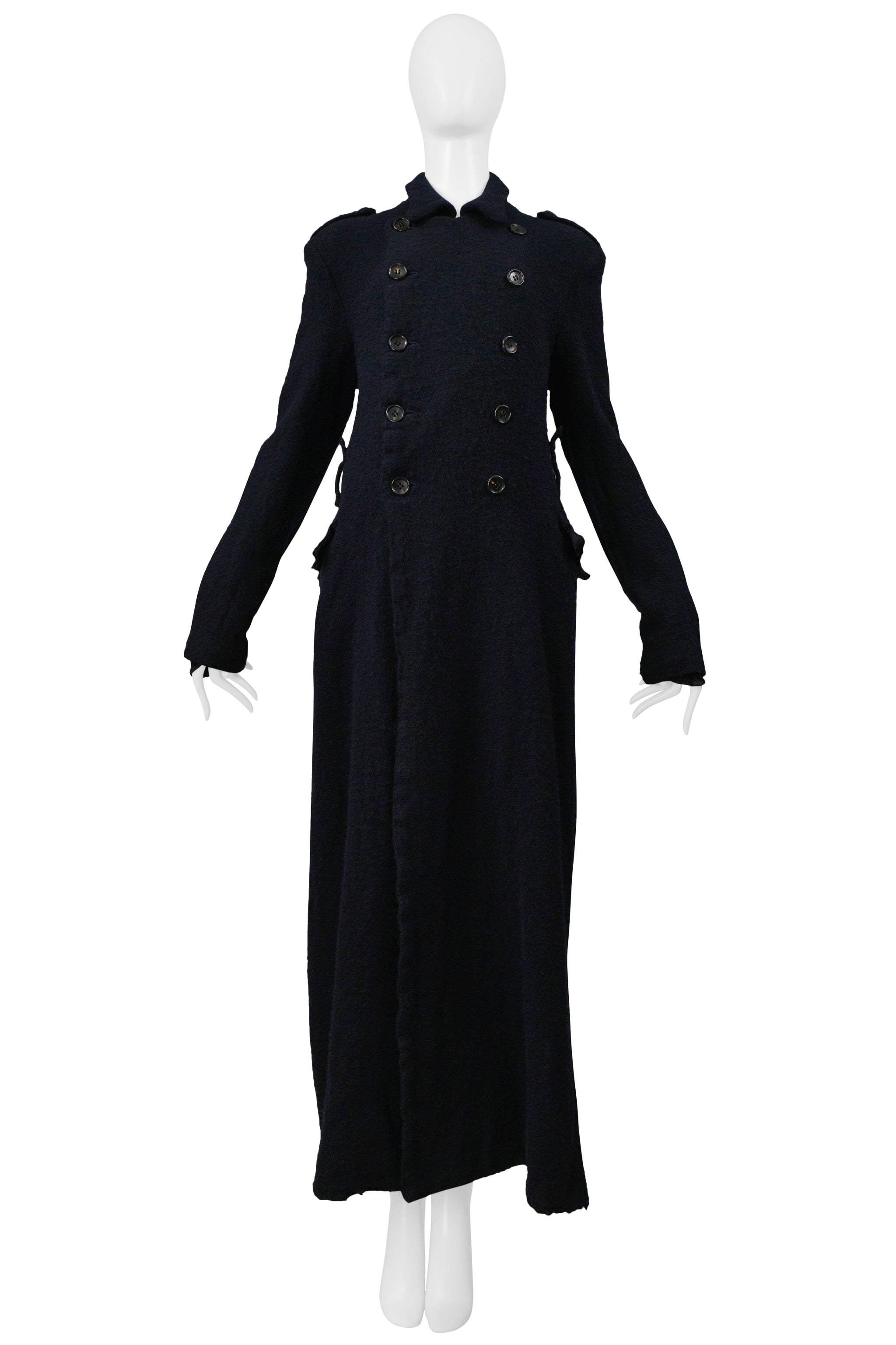 COMME DES GARCONS DARK NAVY DOUBLE BREASTED WOOL COAT 1999-2000