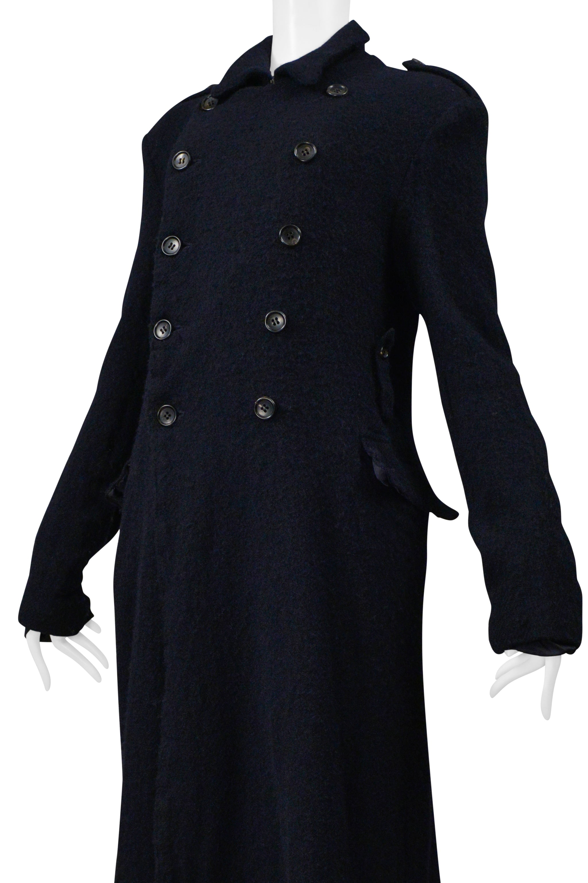 COMME DES GARCONS DARK NAVY DOUBLE BREASTED WOOL COAT 1999-2000