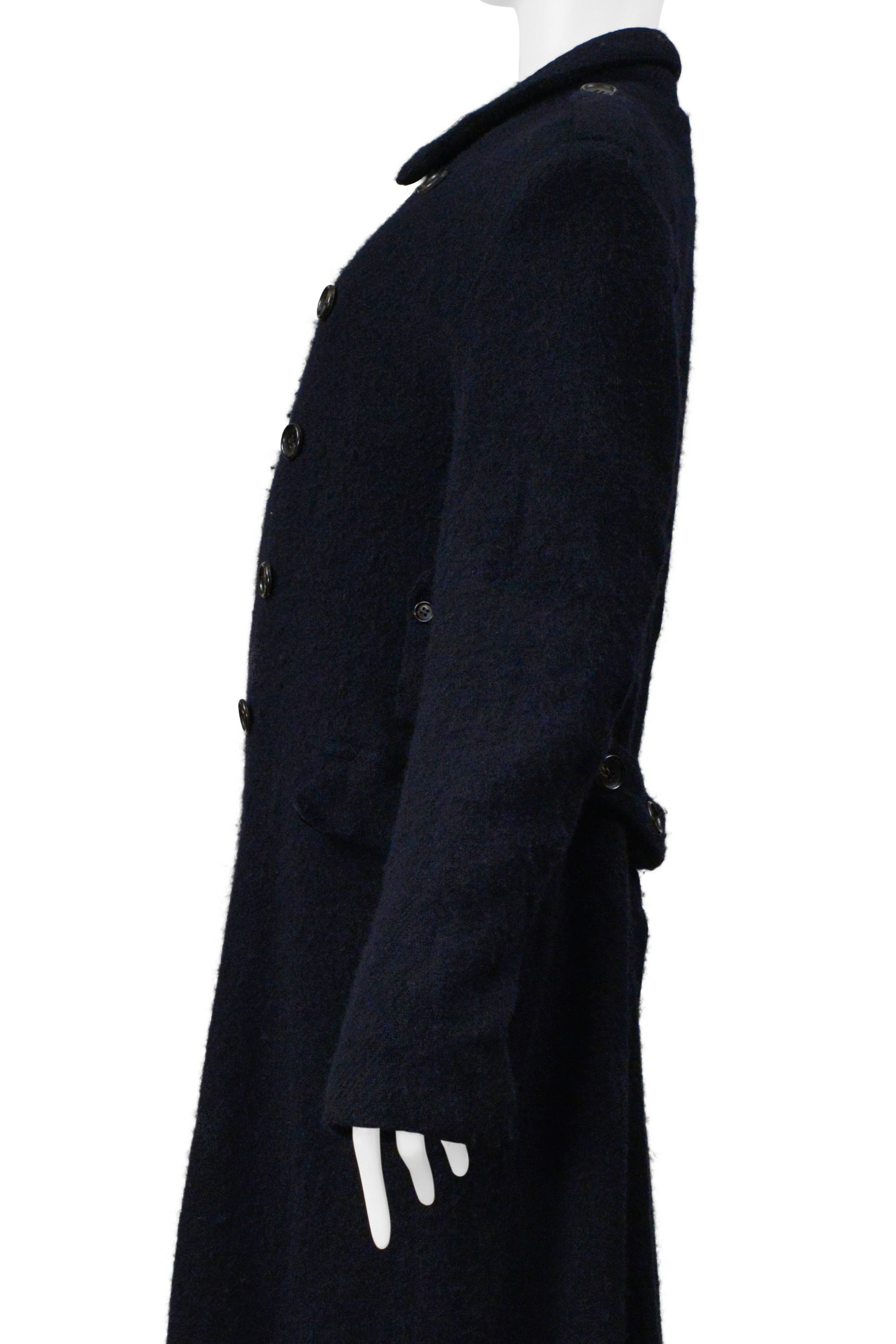 COMME DES GARCONS DARK NAVY DOUBLE BREASTED WOOL COAT 1999-2000