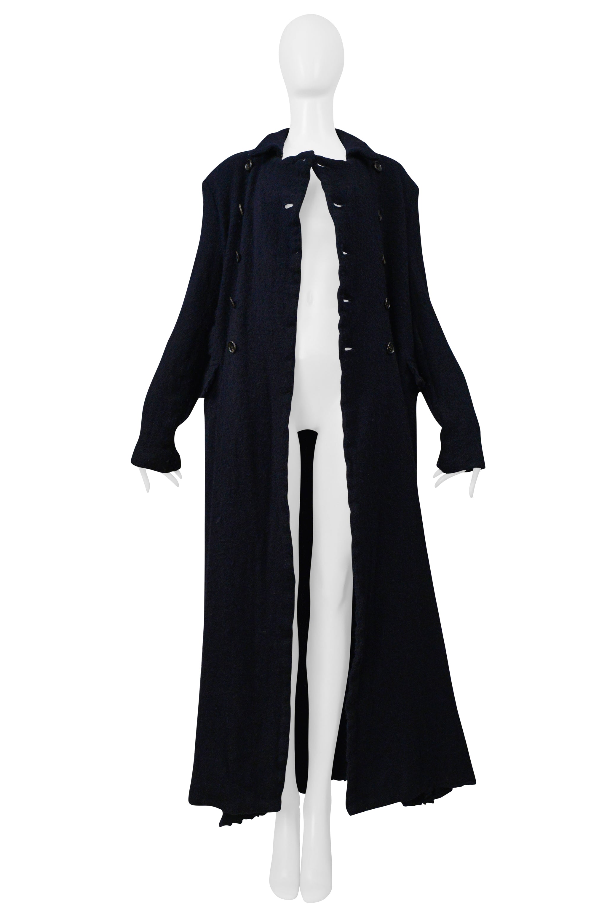 COMME DES GARCONS DARK NAVY DOUBLE BREASTED WOOL COAT 1999-2000