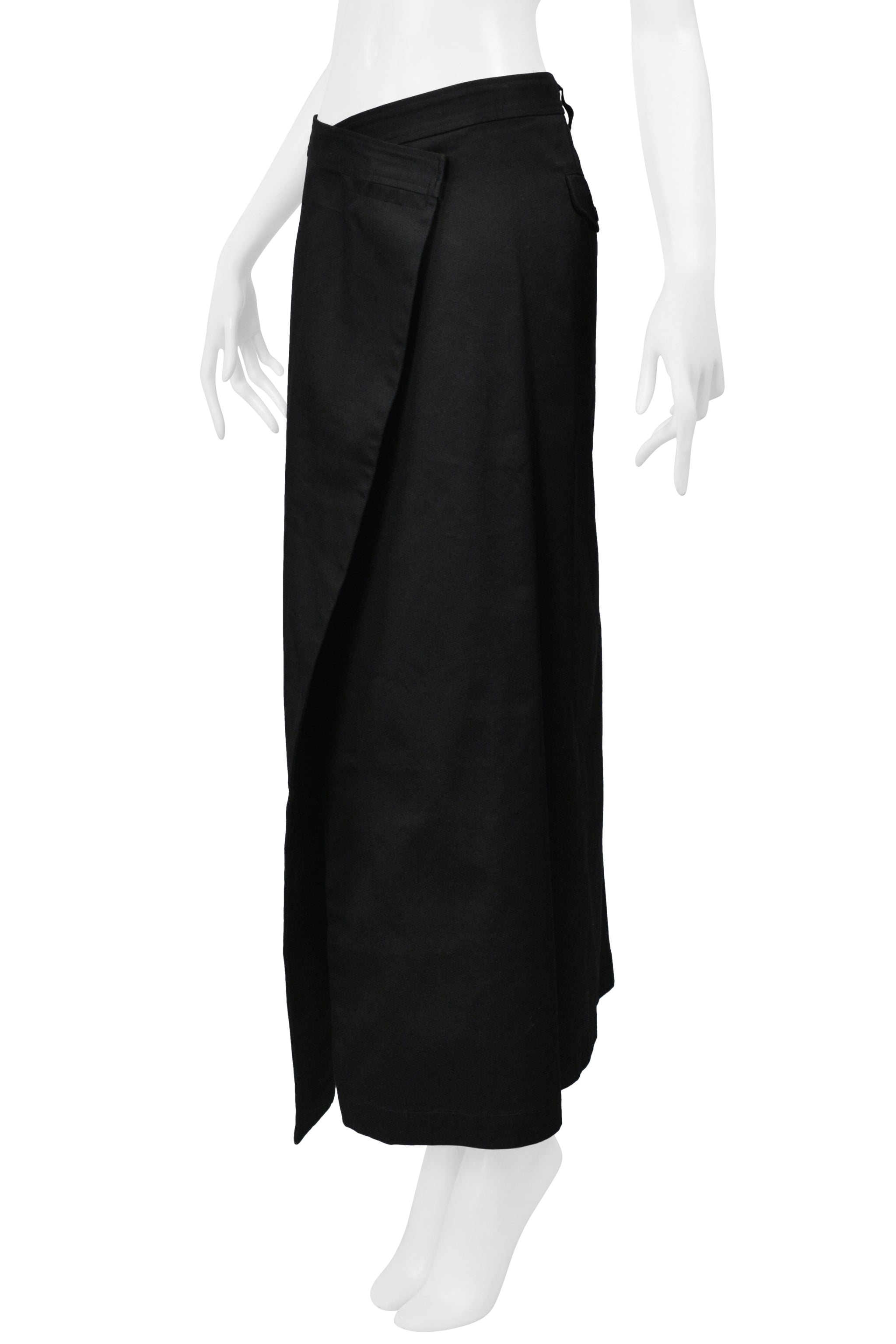 COMME DES GARCONS BLACK COTTON DRILL WRAP SKIRT 1999