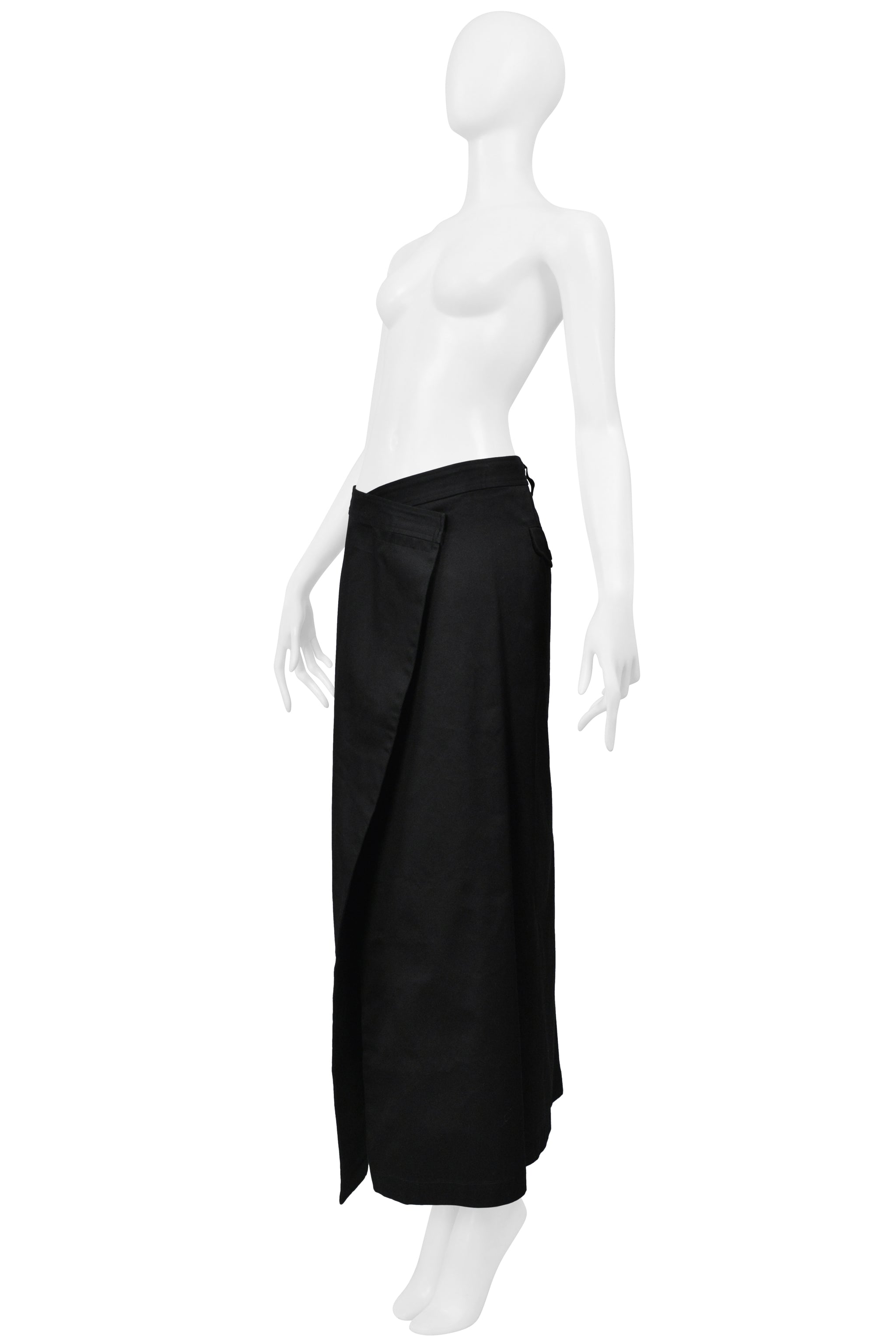COMME DES GARCONS BLACK COTTON DRILL WRAP SKIRT 1999