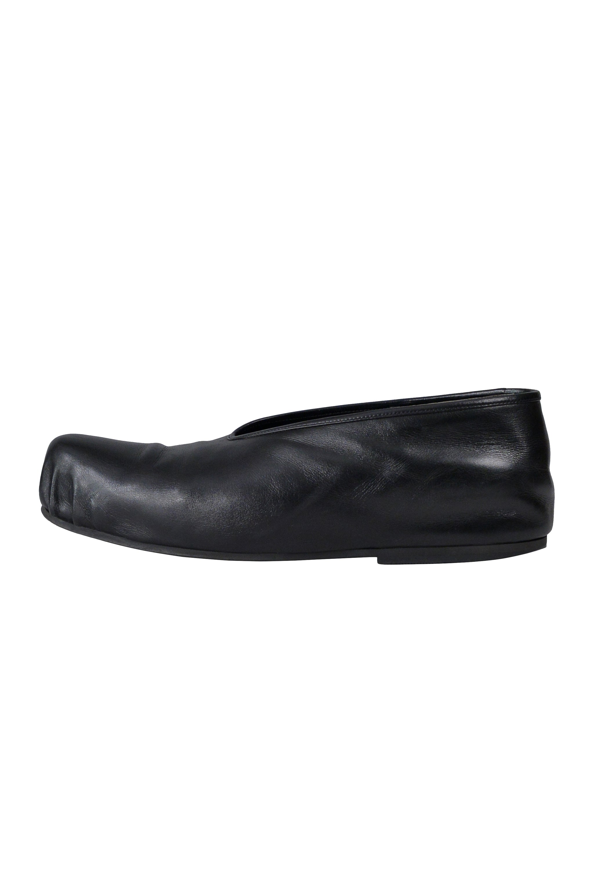 COMME DES GARCONS BLACK LEATHER BALLERINA FLATS 1999