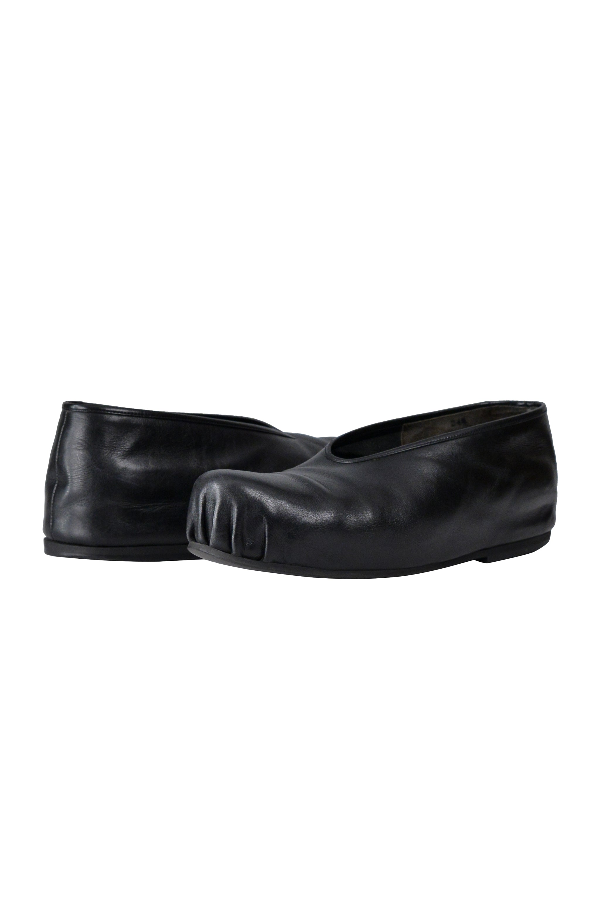 COMME DES GARCONS BLACK LEATHER BALLERINA FLATS 1999