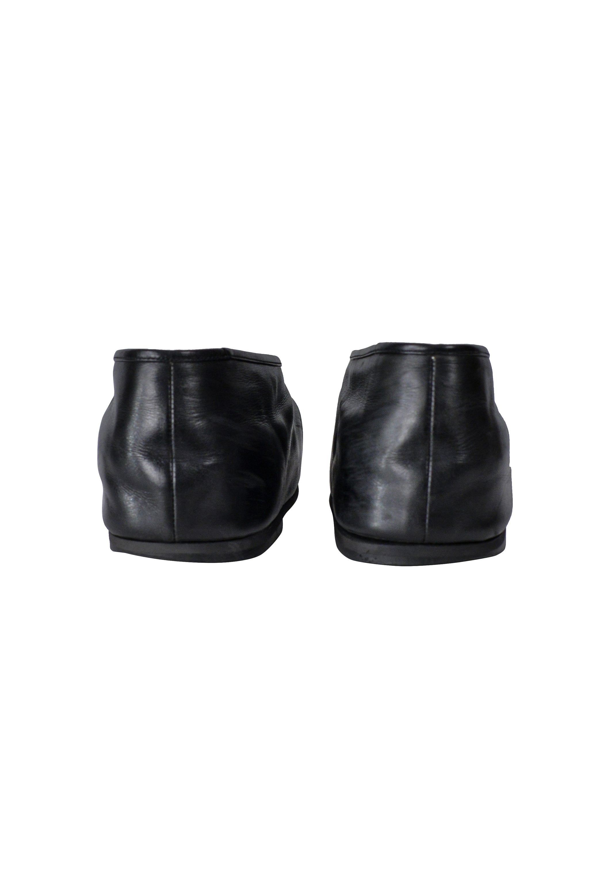 COMME DES GARCONS BLACK LEATHER BALLERINA FLATS 1999
