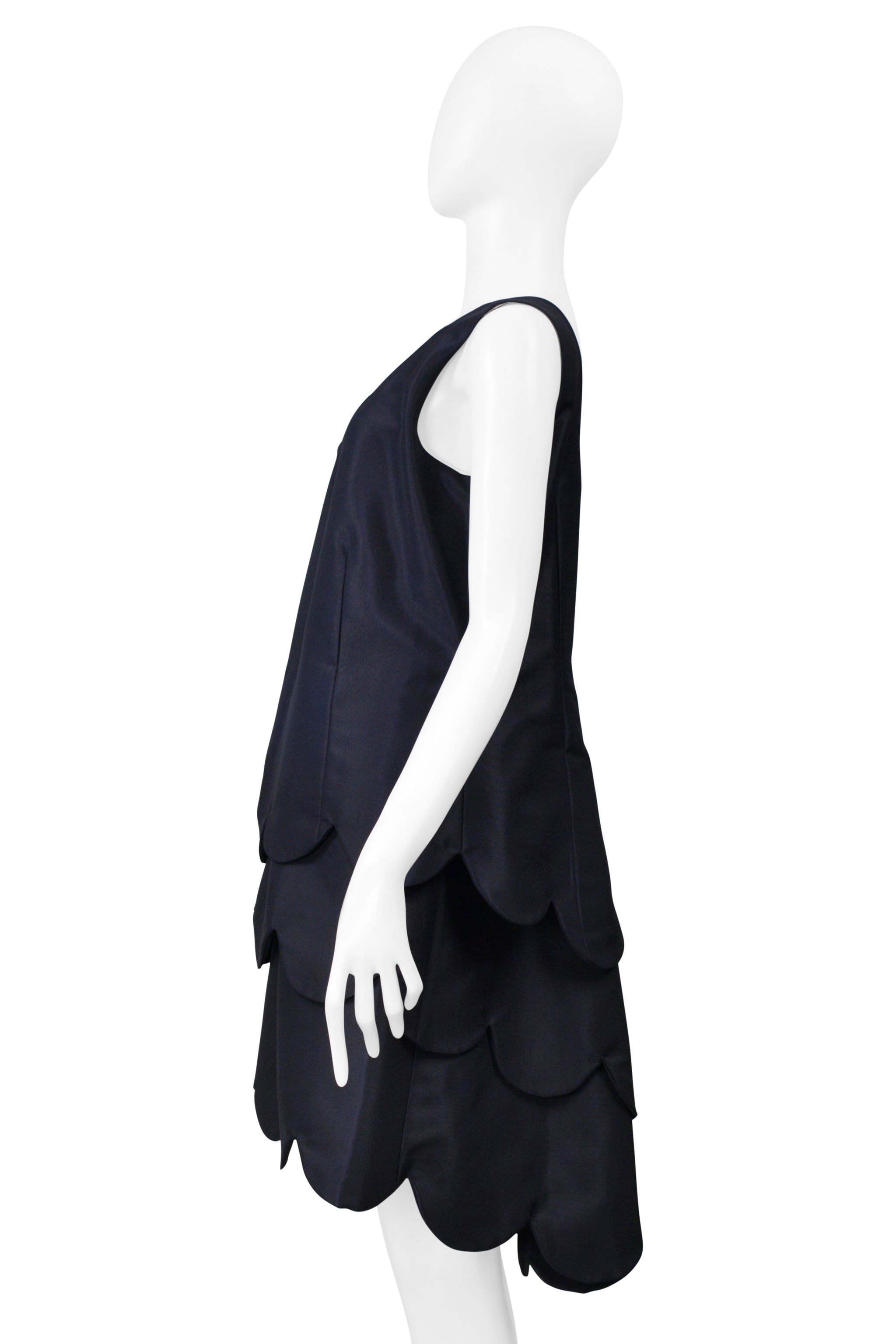 COMME DES GARCONS NAVY BLUE SCALLOP LAYERED SHORT PARTY DRESS 1999