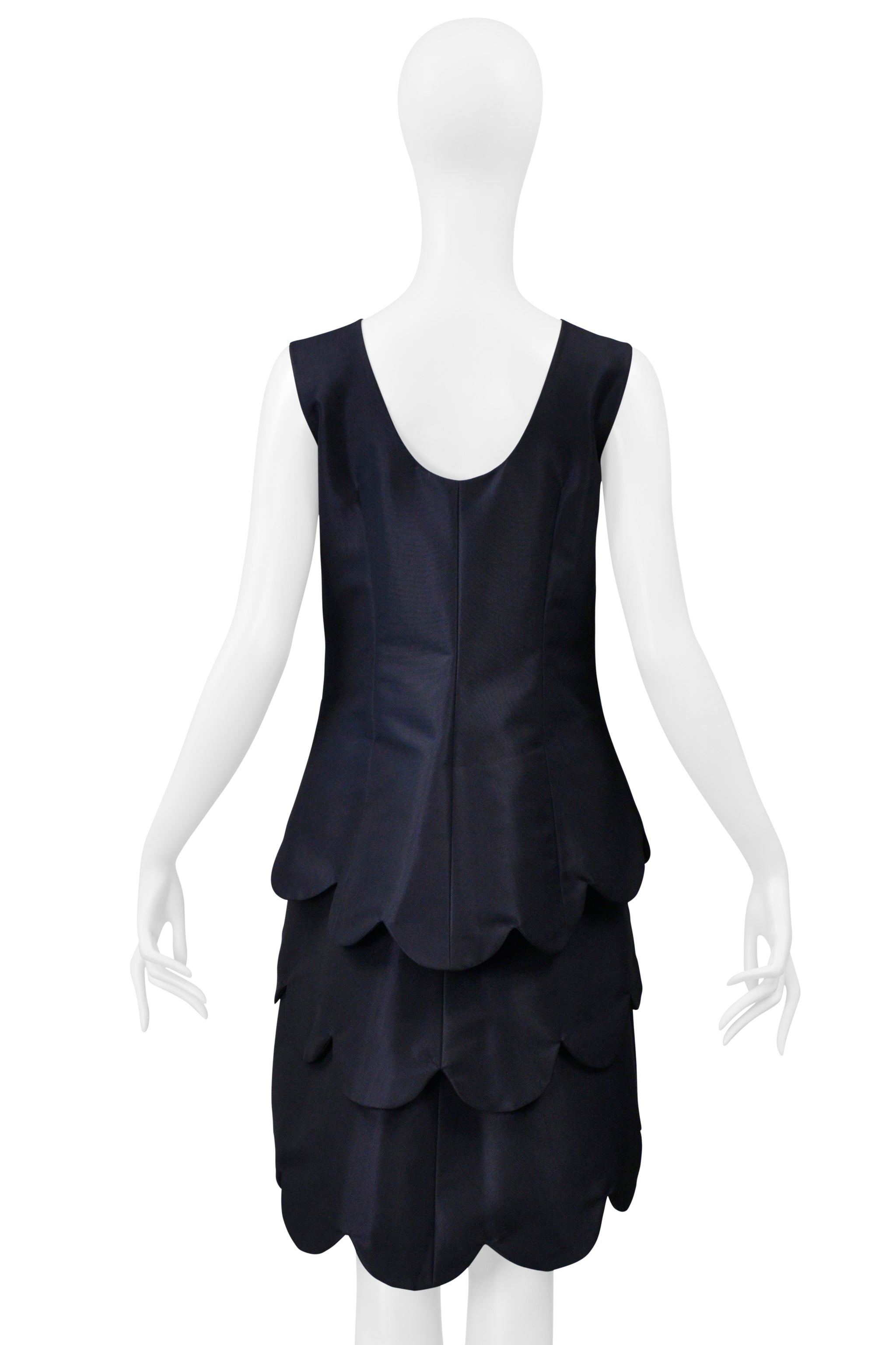 COMME DES GARCONS NAVY BLUE SCALLOP LAYERED SHORT PARTY DRESS 1999