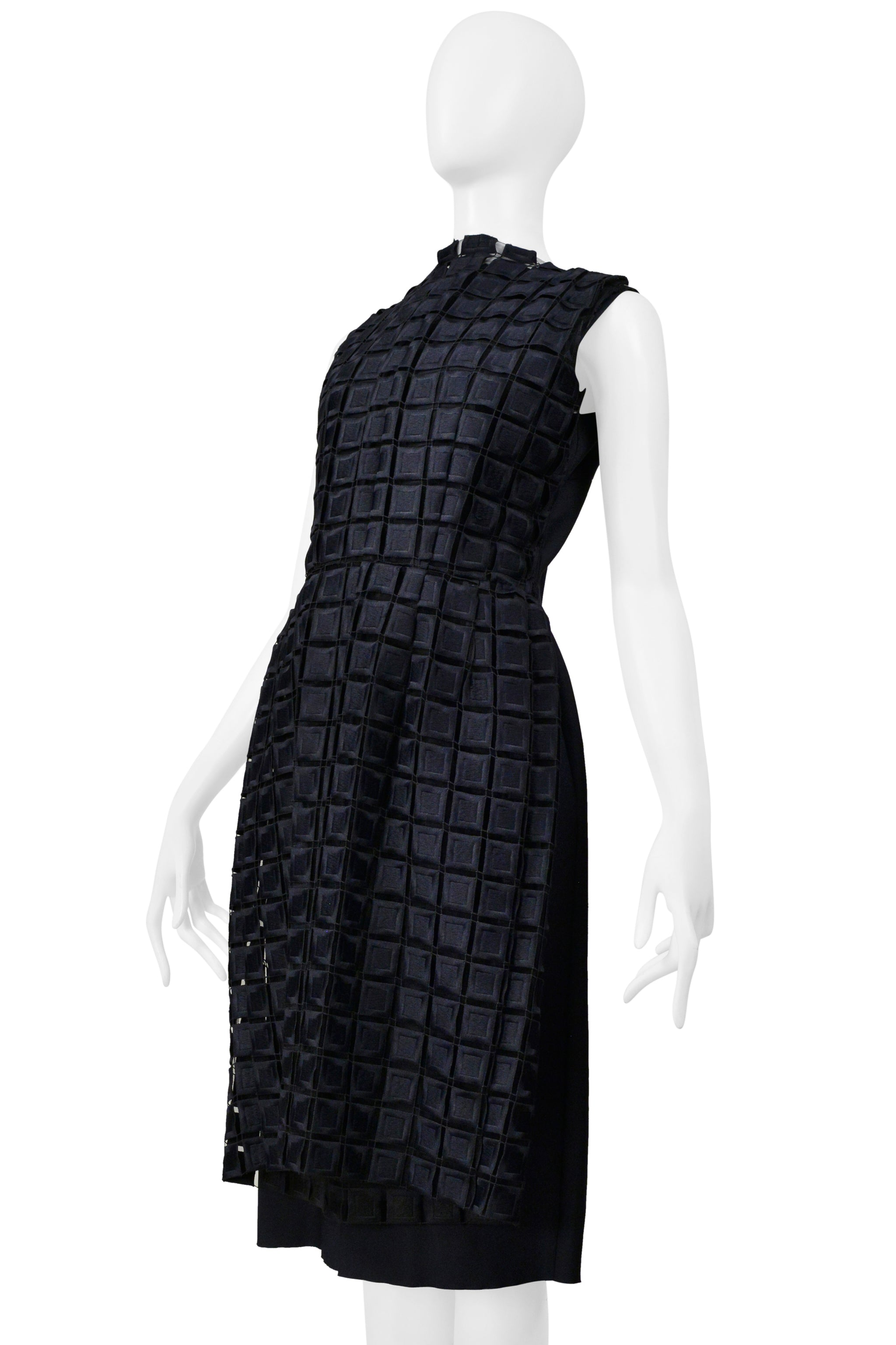 COMME DES GARCONS NAVY LACE ANGLAISE OVERLAY SHIFT DRESS 1999