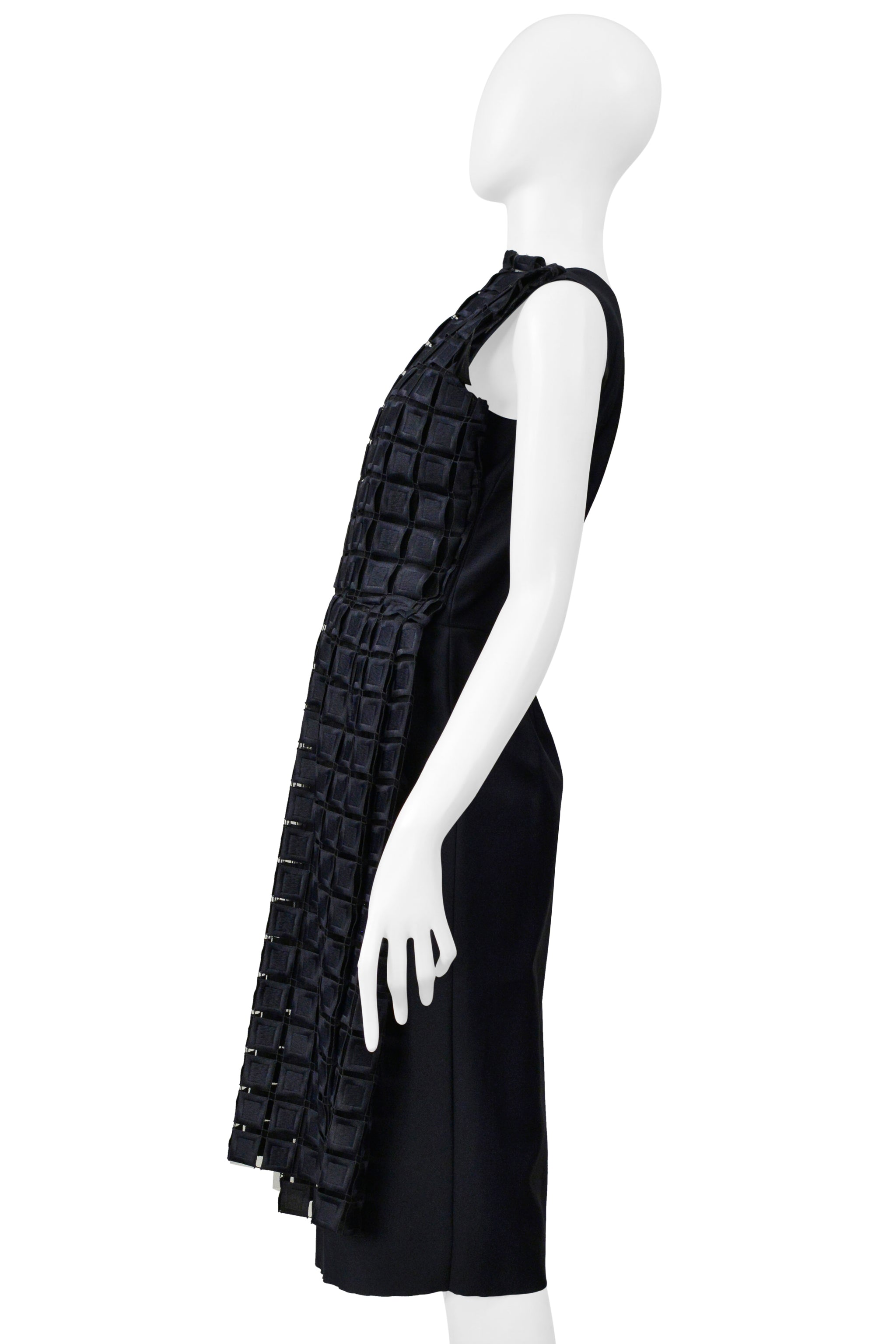 COMME DES GARCONS NAVY LACE ANGLAISE OVERLAY SHIFT DRESS 1999