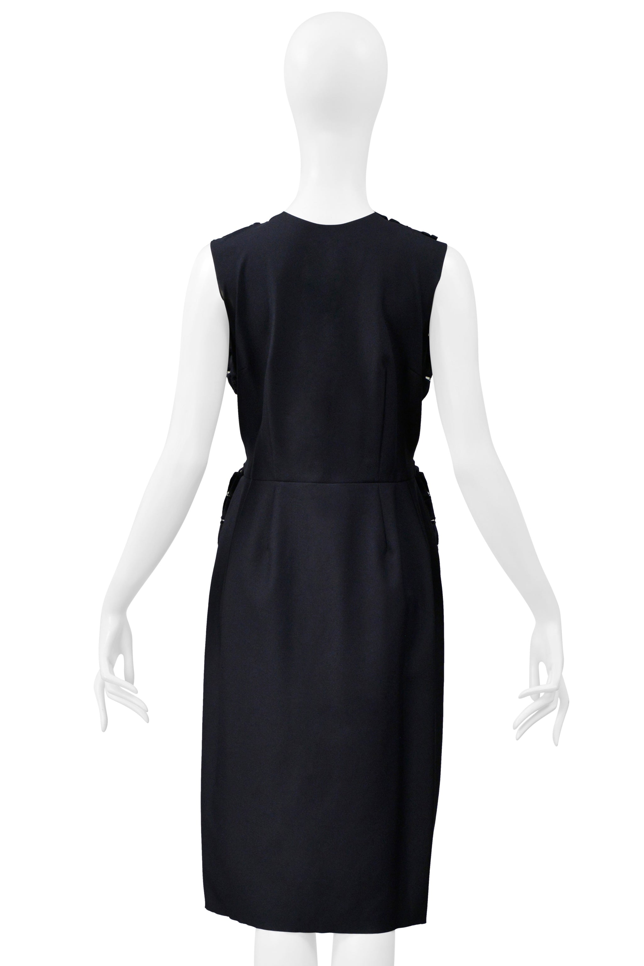 COMME DES GARCONS NAVY LACE ANGLAISE OVERLAY SHIFT DRESS 1999