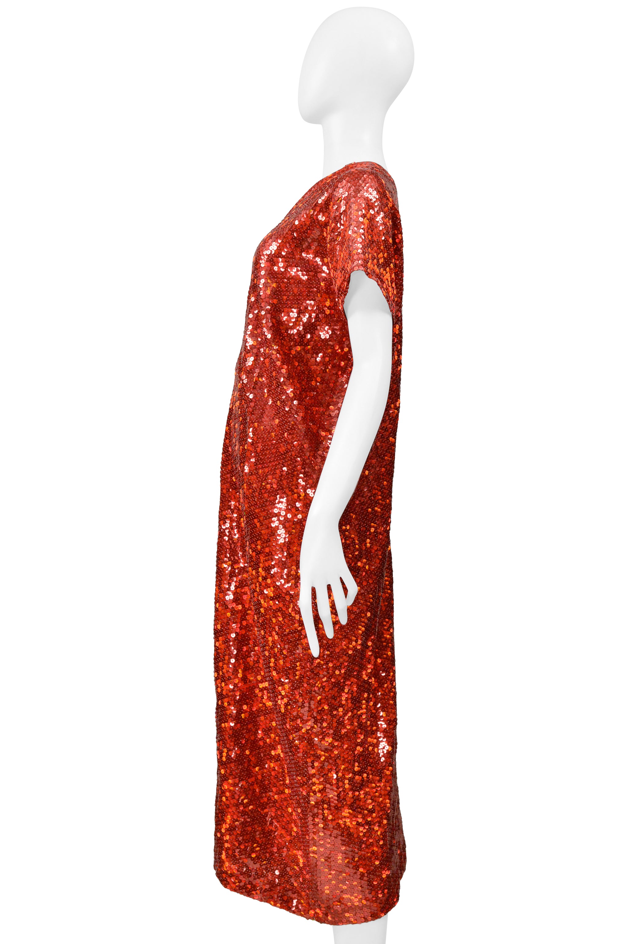 COMME DES GARCONS RED SEQUIN ASYMMETRICAL COCKTAIL DRESS 2000