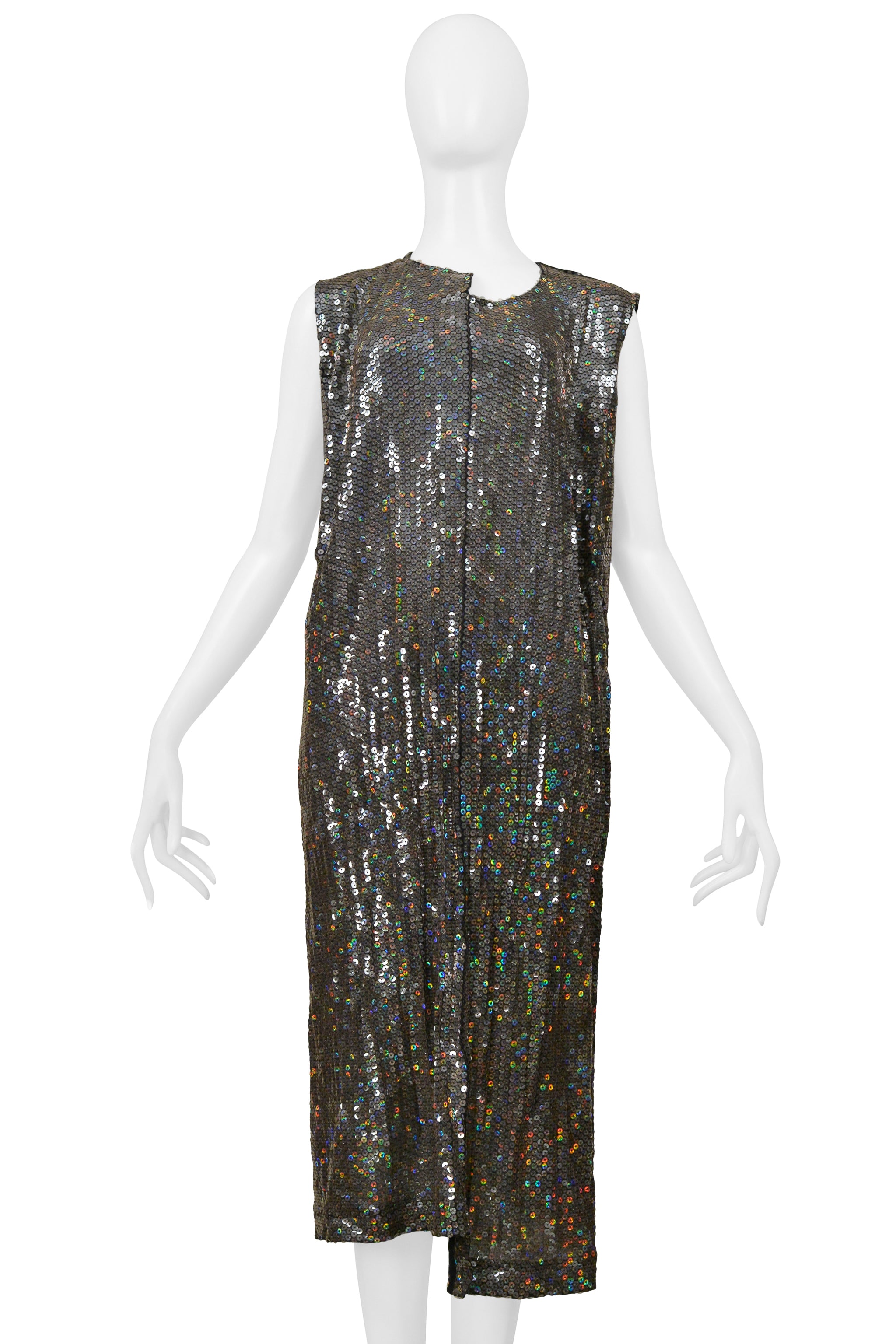 COMME DES GARCONS SILVER SEQUIN ASYMMETRICAL COCKTAIL DRESS 2000
