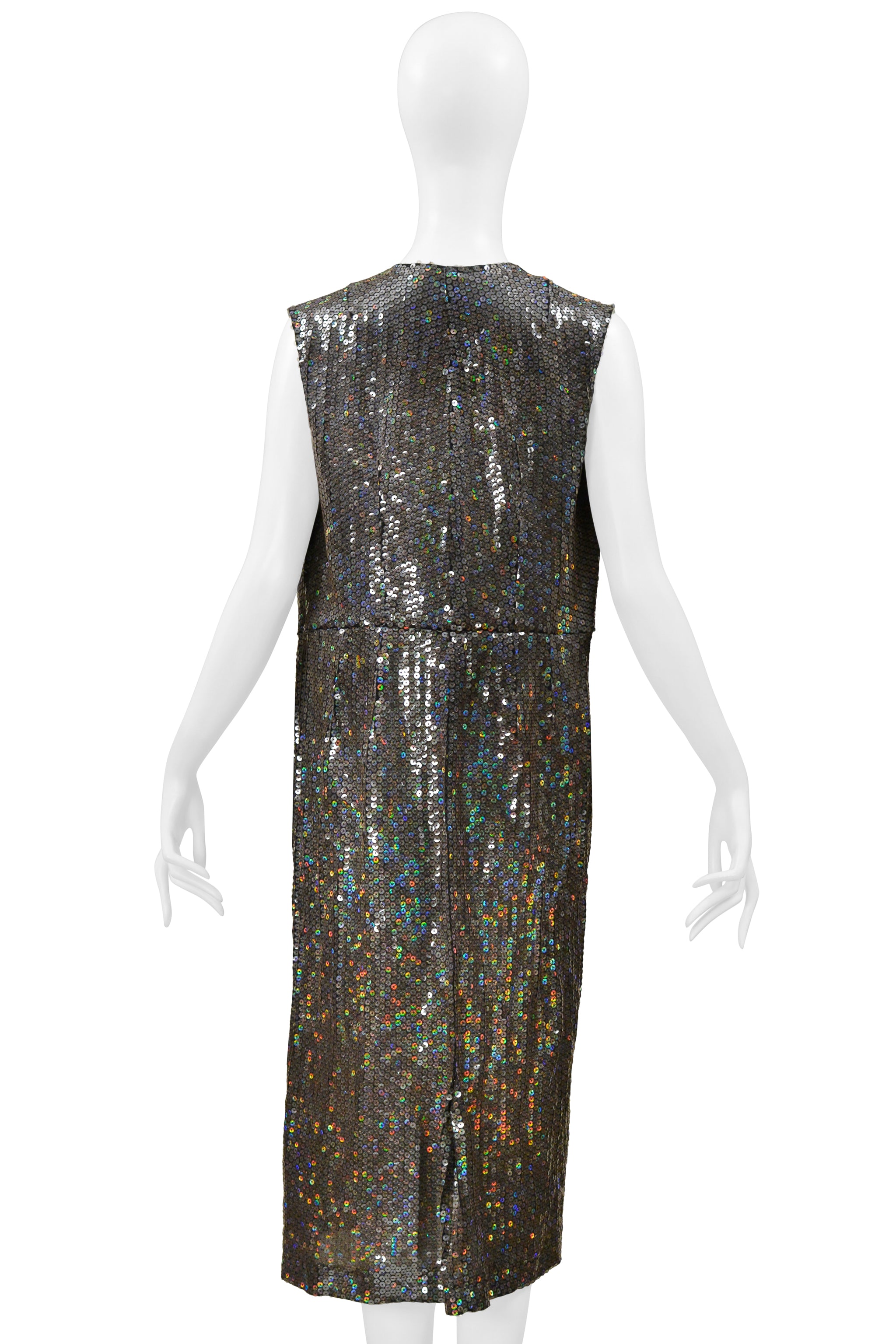 COMME DES GARCONS SILVER SEQUIN ASYMMETRICAL COCKTAIL DRESS 2000
