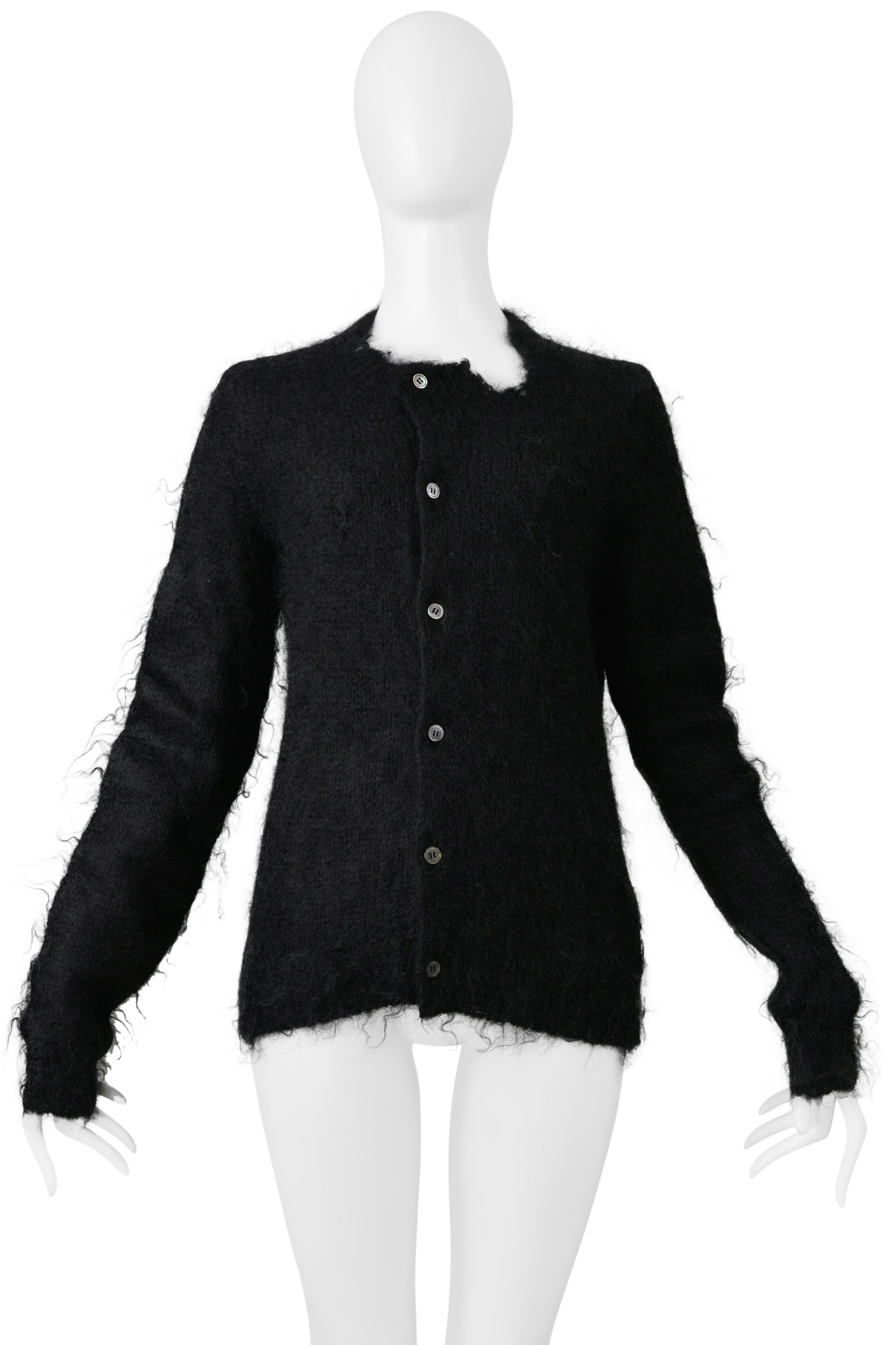 COMME DES GARCONS BLACK DISTRESSED MOHAIR CARDIGAN SWEATER 2001-02