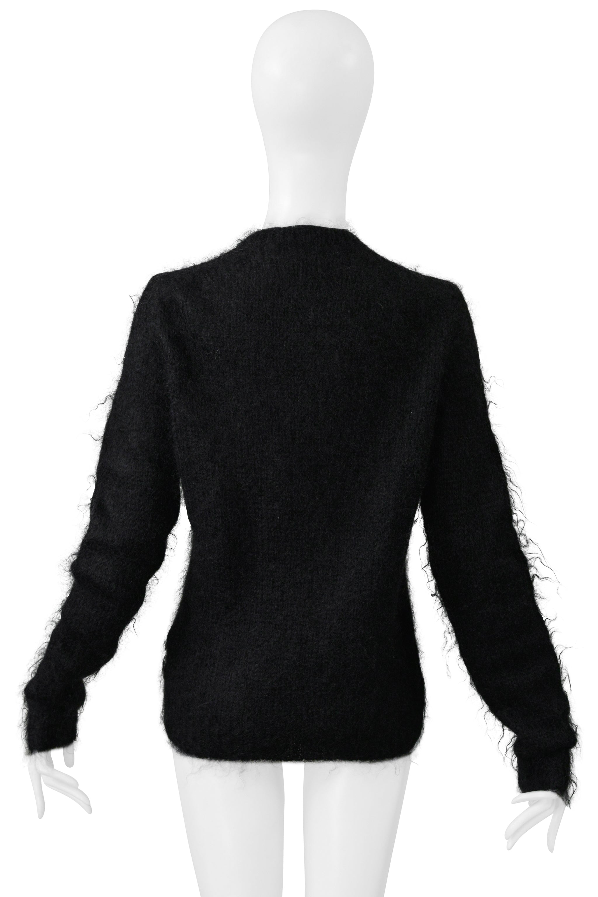 COMME DES GARCONS BLACK DISTRESSED MOHAIR CARDIGAN SWEATER 2001-02