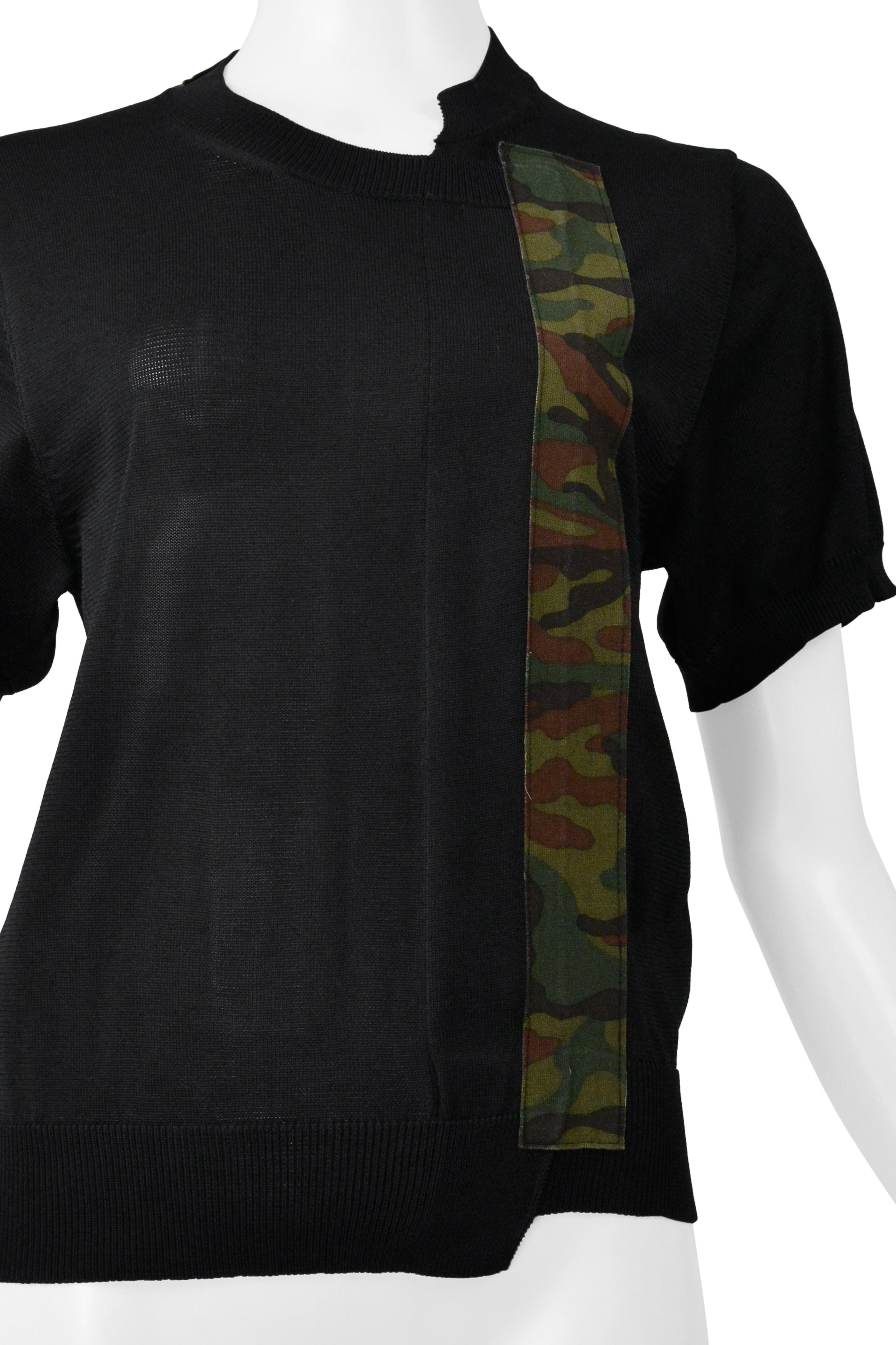 COMME DES GARCONS BLACK SWEATER WITH CAMO STRIPE 2001