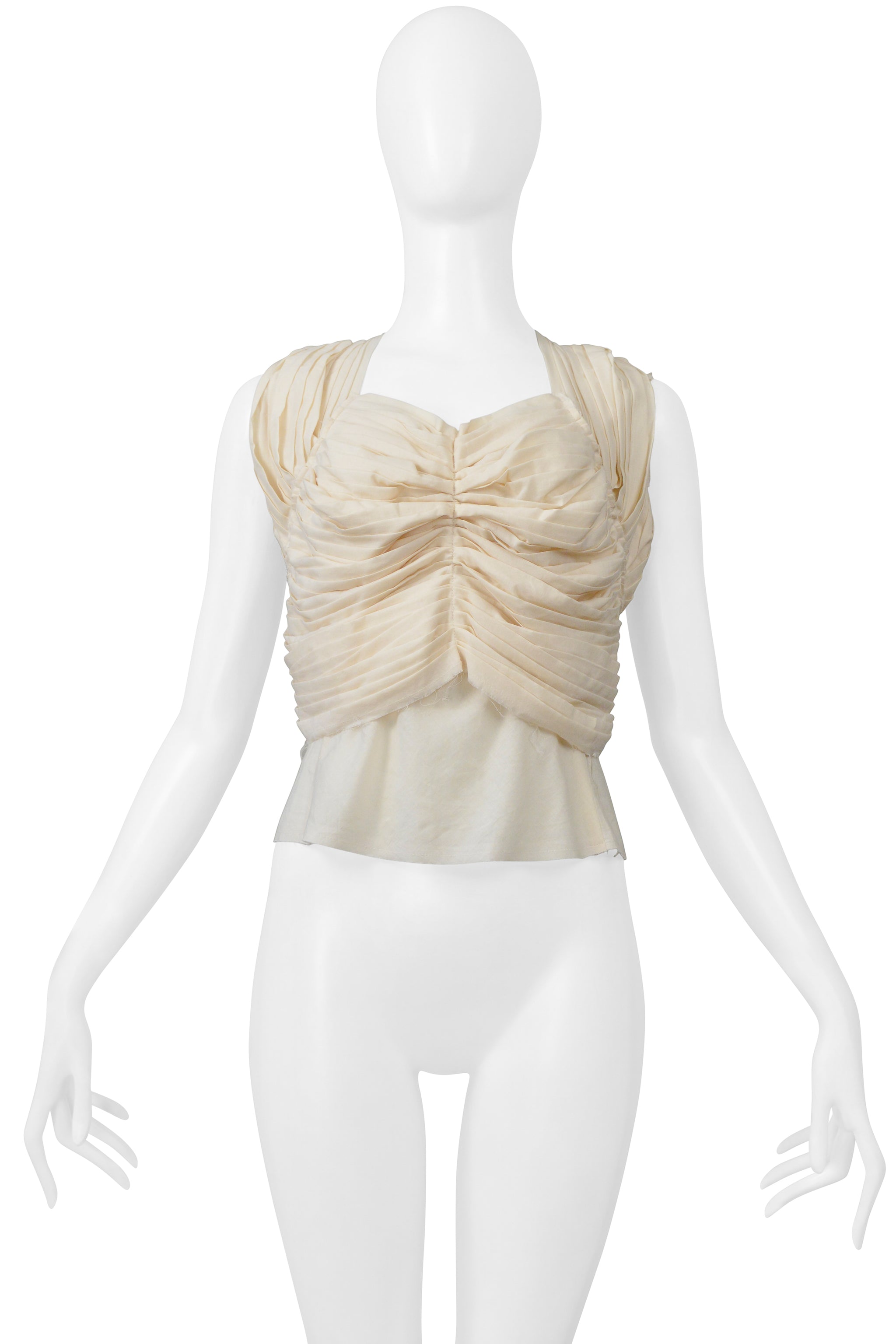 COMME DES GARCONS OPTICAL SHOCK OFF-WHITE RUCHED CORSET TOP 2001