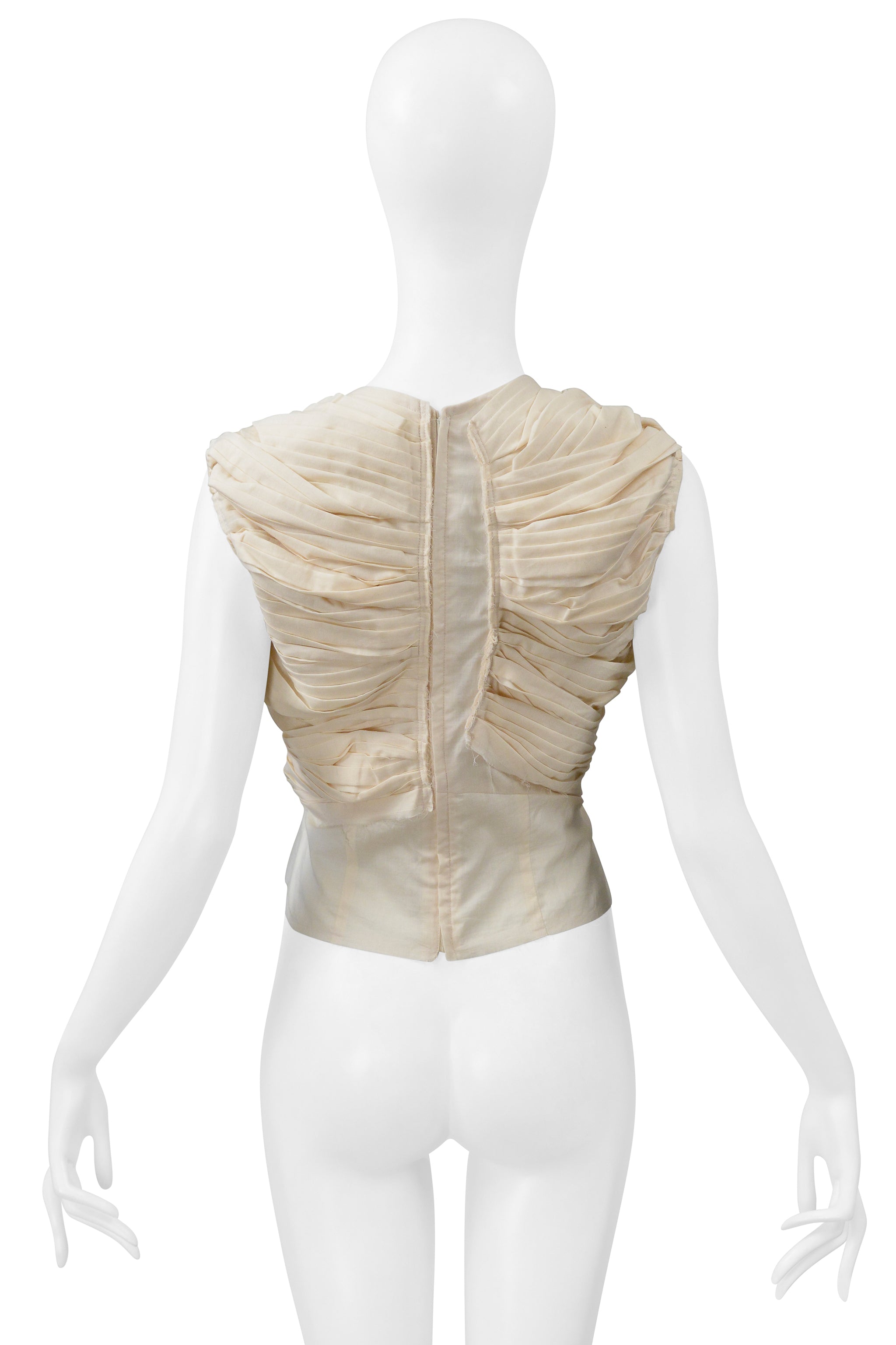 COMME DES GARCONS OPTICAL SHOCK OFF-WHITE RUCHED CORSET TOP 2001