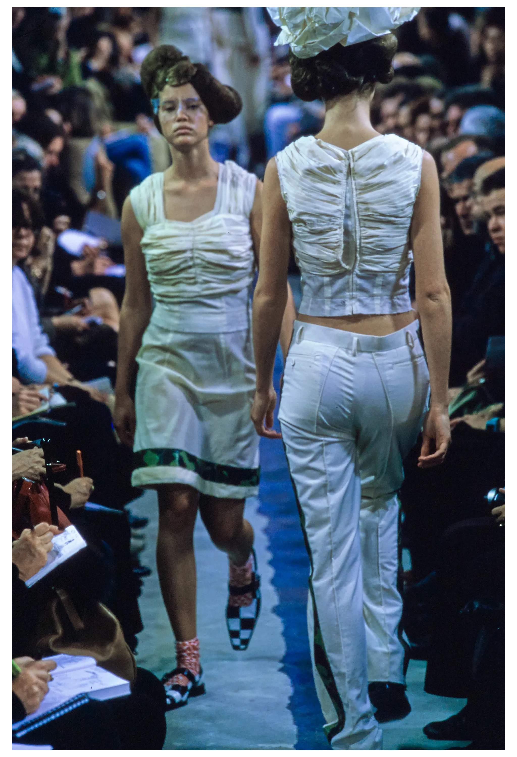 COMME DES GARCONS OPTICAL SHOCK OFF-WHITE RUCHED CORSET TOP 2001