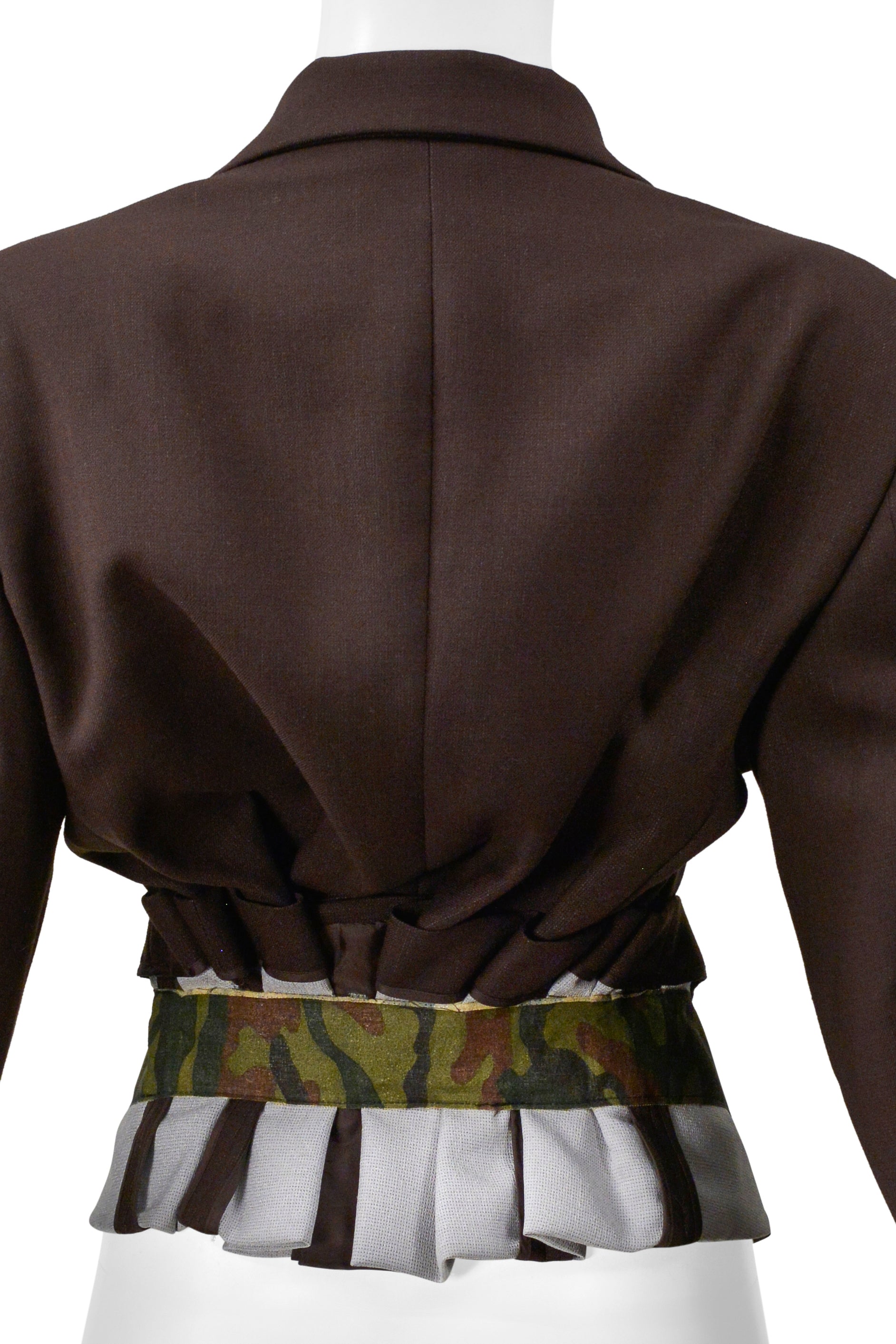 COMME DES GARCONS BROWN SINGLE BREASTED JACKET WITH CAMO TRIM 2001