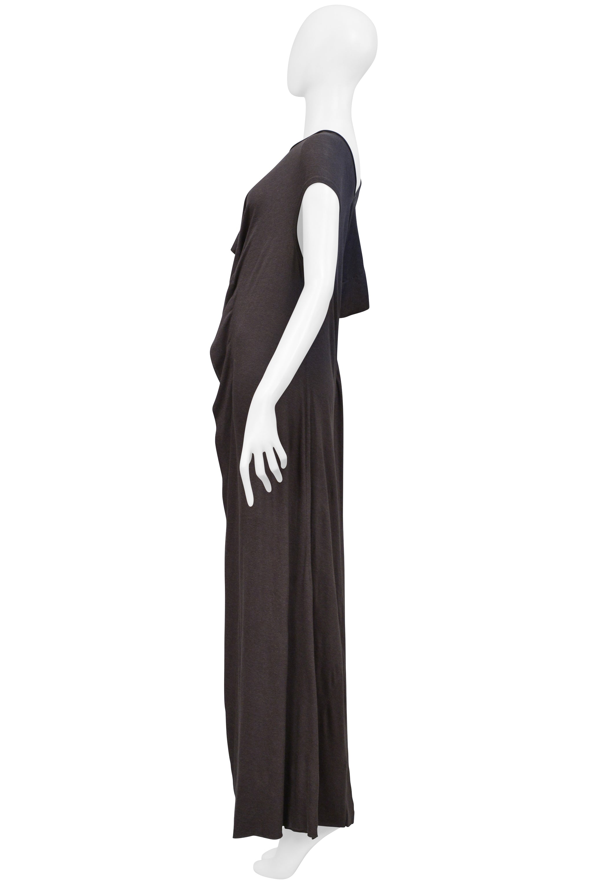 COMME DES GARCONS BROWN MUD COLOR DRESS WITH ASYMMETRICAL RUFFLES 2002