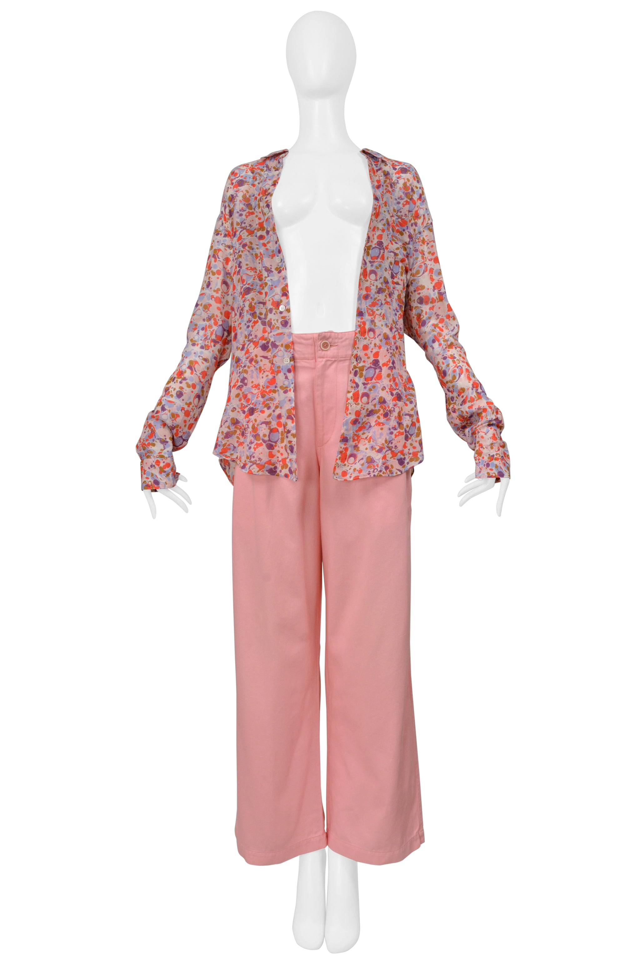 COMME DES GARCONS PINK FLAT FRONT PANTS 2004