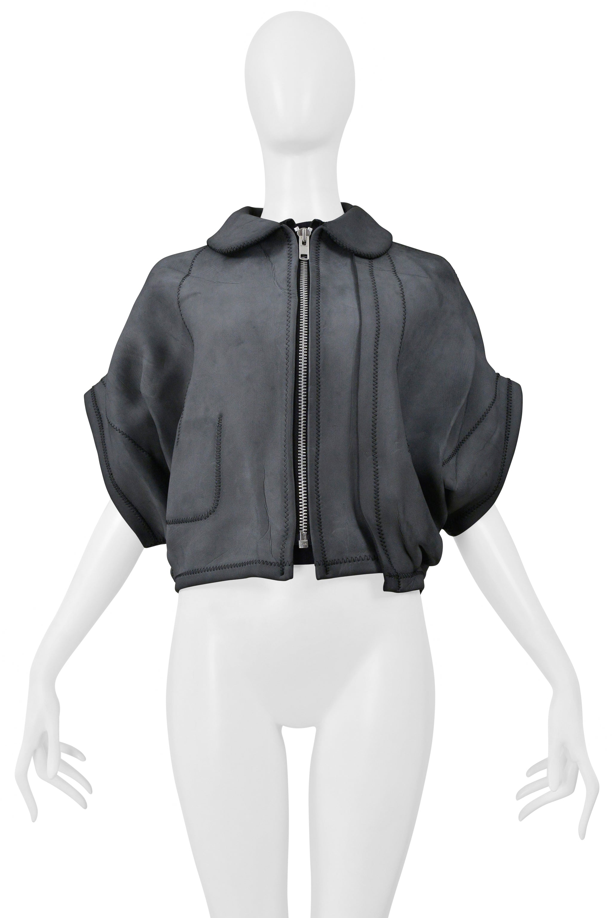 COMME DES GARÇONS GREY NEOPRENE RUBBER SCULPTURAL JACKET 2005
