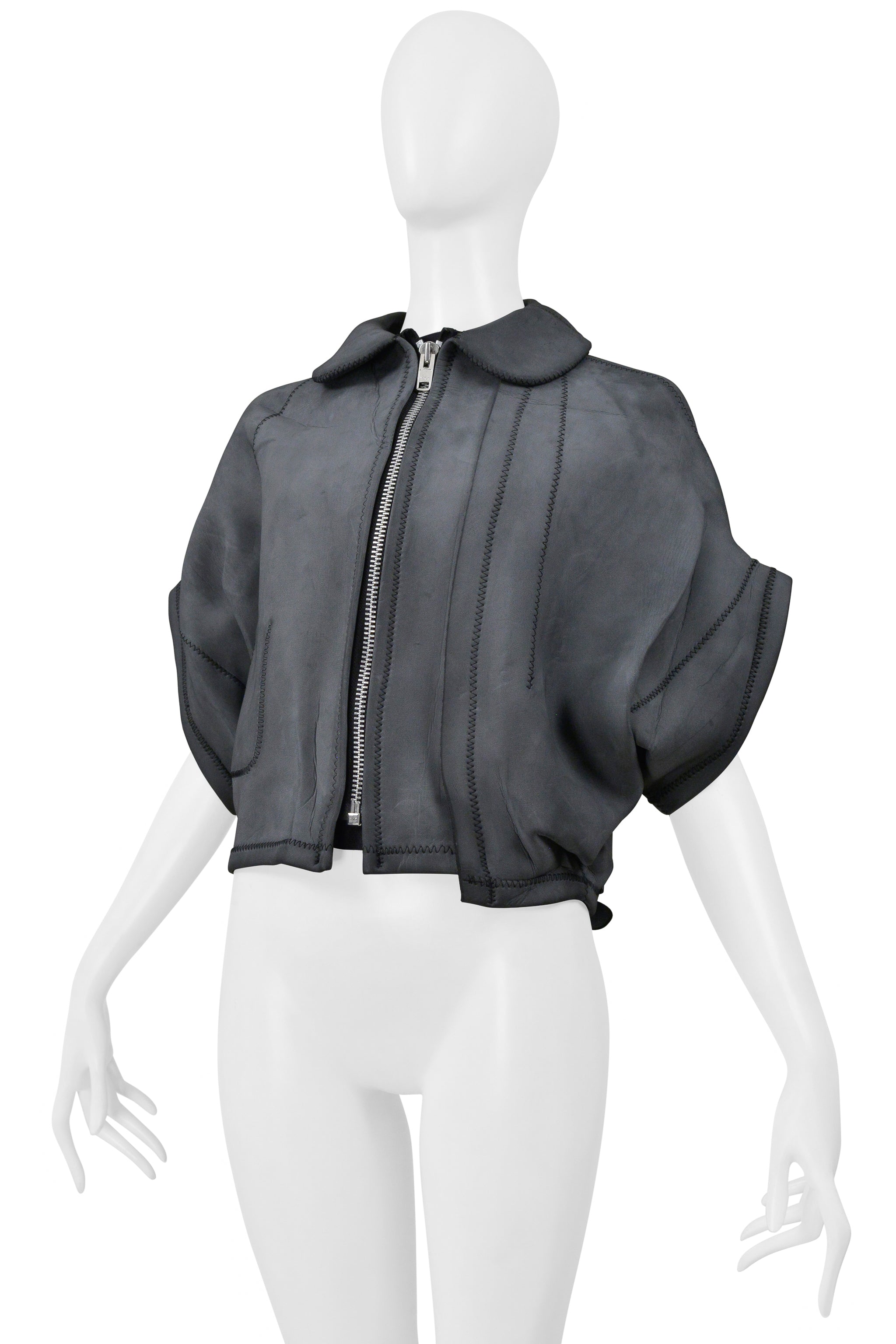 COMME DES GARÇONS GREY NEOPRENE RUBBER SCULPTURAL JACKET 2005