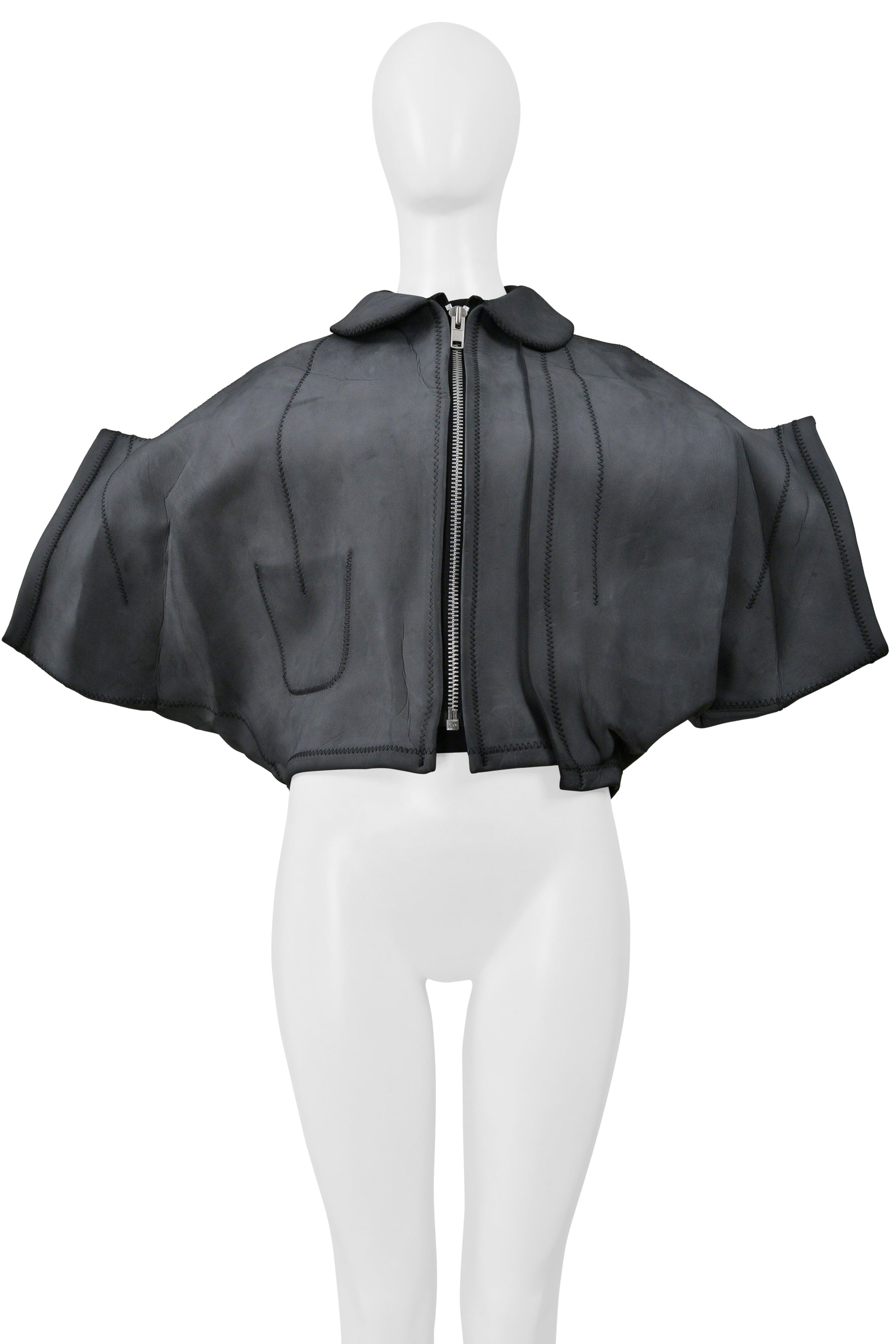 COMME DES GARÇONS GREY NEOPRENE RUBBER SCULPTURAL JACKET 2005