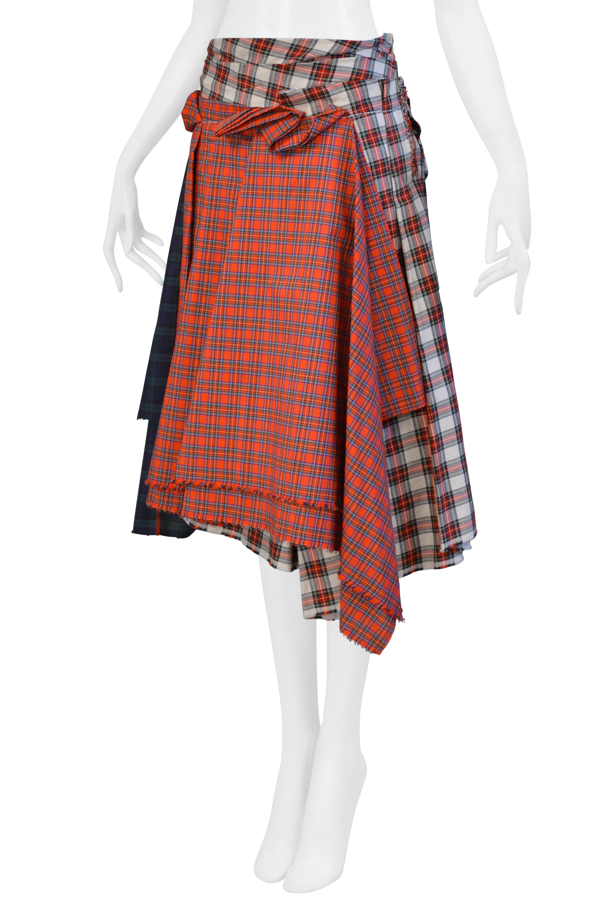 COMME DES GARCONS RECYCLED TARTAN PLAID PLEATED SKIRT 2006