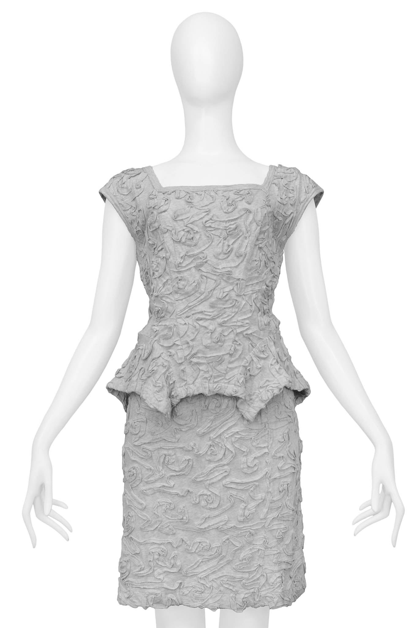 COMME DES GARCONS GREY RIBBON COTTON TOP & SKIRT ENSEMBLE