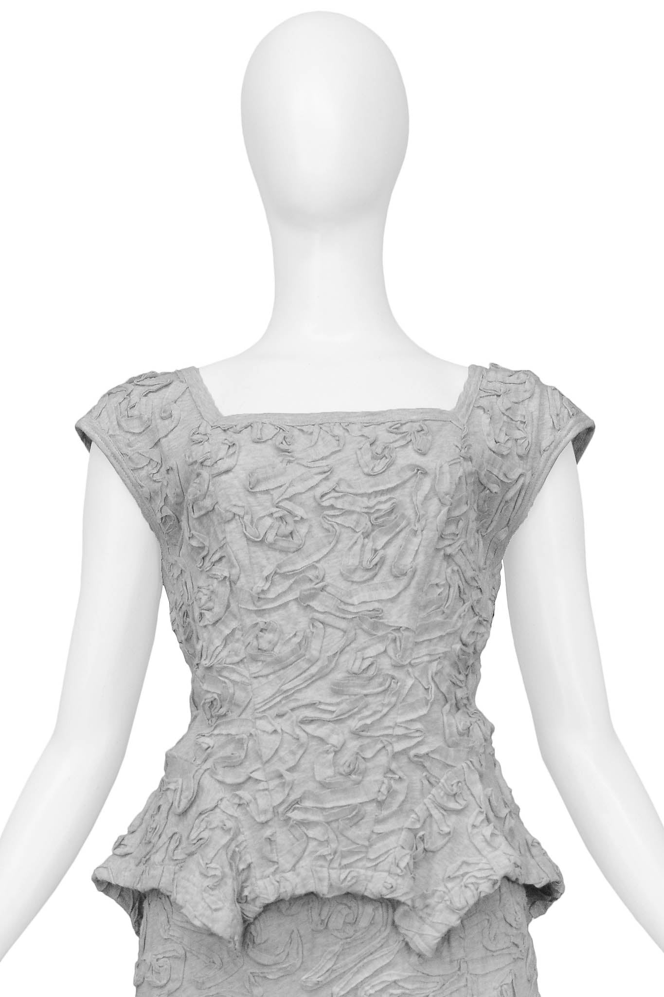 COMME DES GARCONS GREY RIBBON COTTON TOP & SKIRT ENSEMBLE