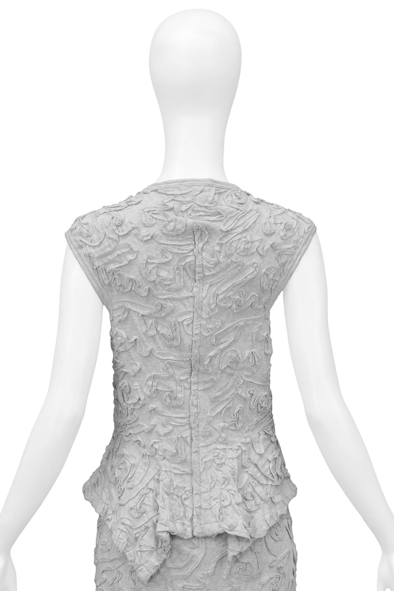 COMME DES GARCONS GREY RIBBON COTTON TOP & SKIRT ENSEMBLE