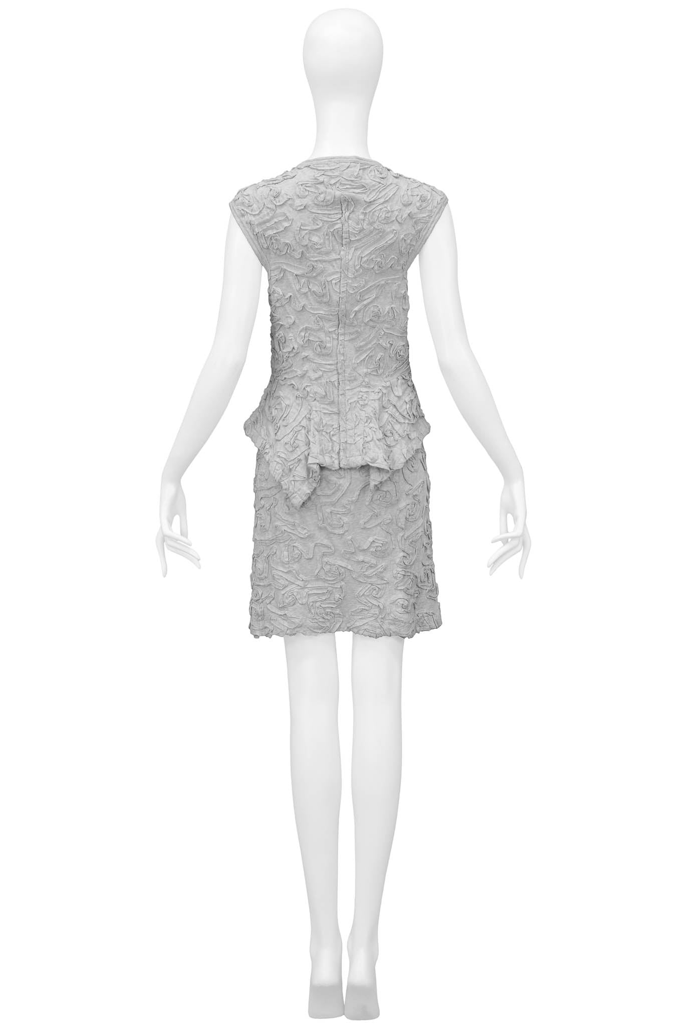 COMME DES GARCONS GREY RIBBON COTTON TOP & SKIRT ENSEMBLE