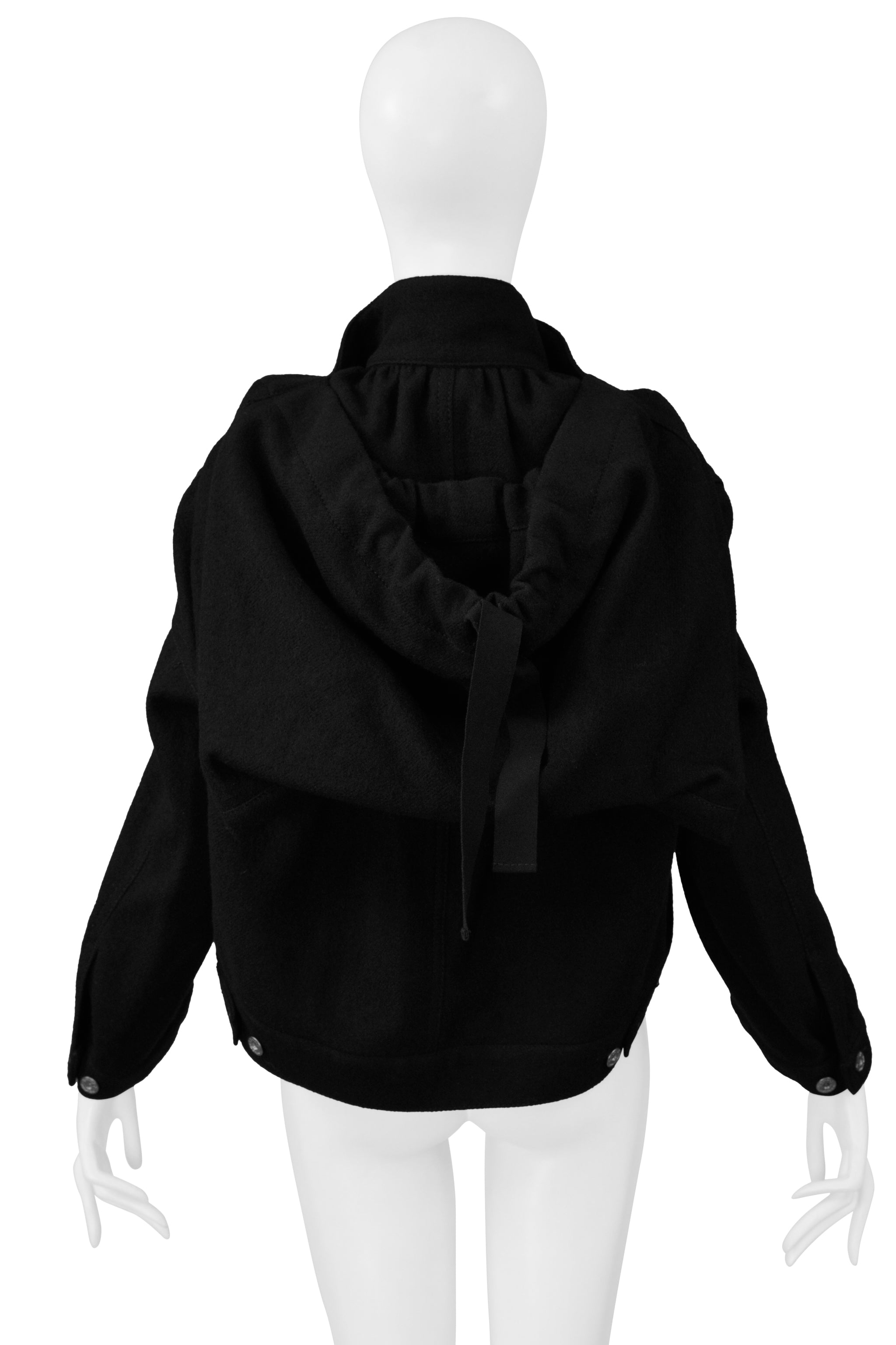 TAO FOR COMME DES GARCONS BLACK WOOL JACKET WITH FRONT POCKETS WITH GIANT HOOD 2010