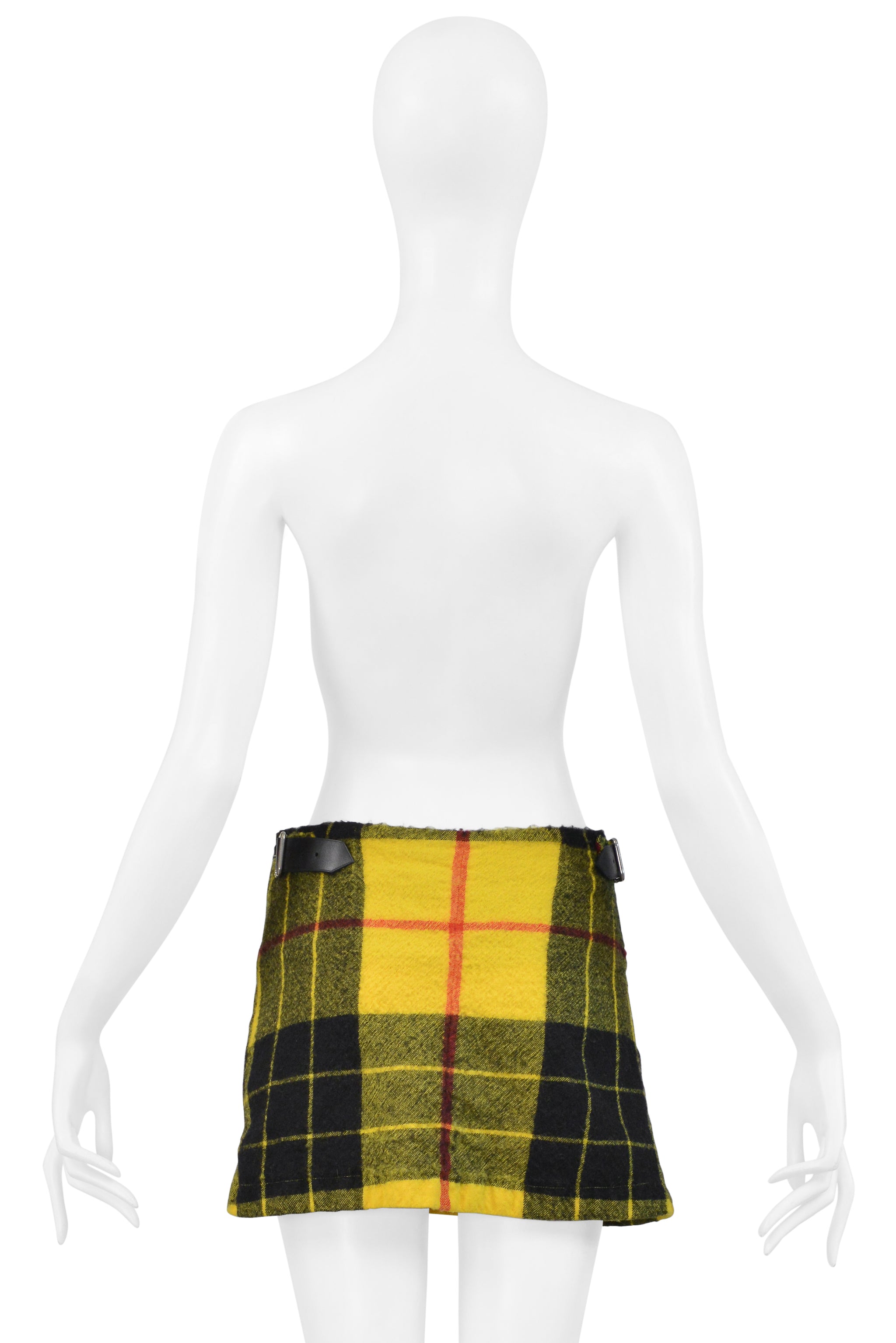 COMME DES GARCONS YELLOW RUFFLE TARTAN JACKET AND SKIRT SUIT ENSEMBLE 2000