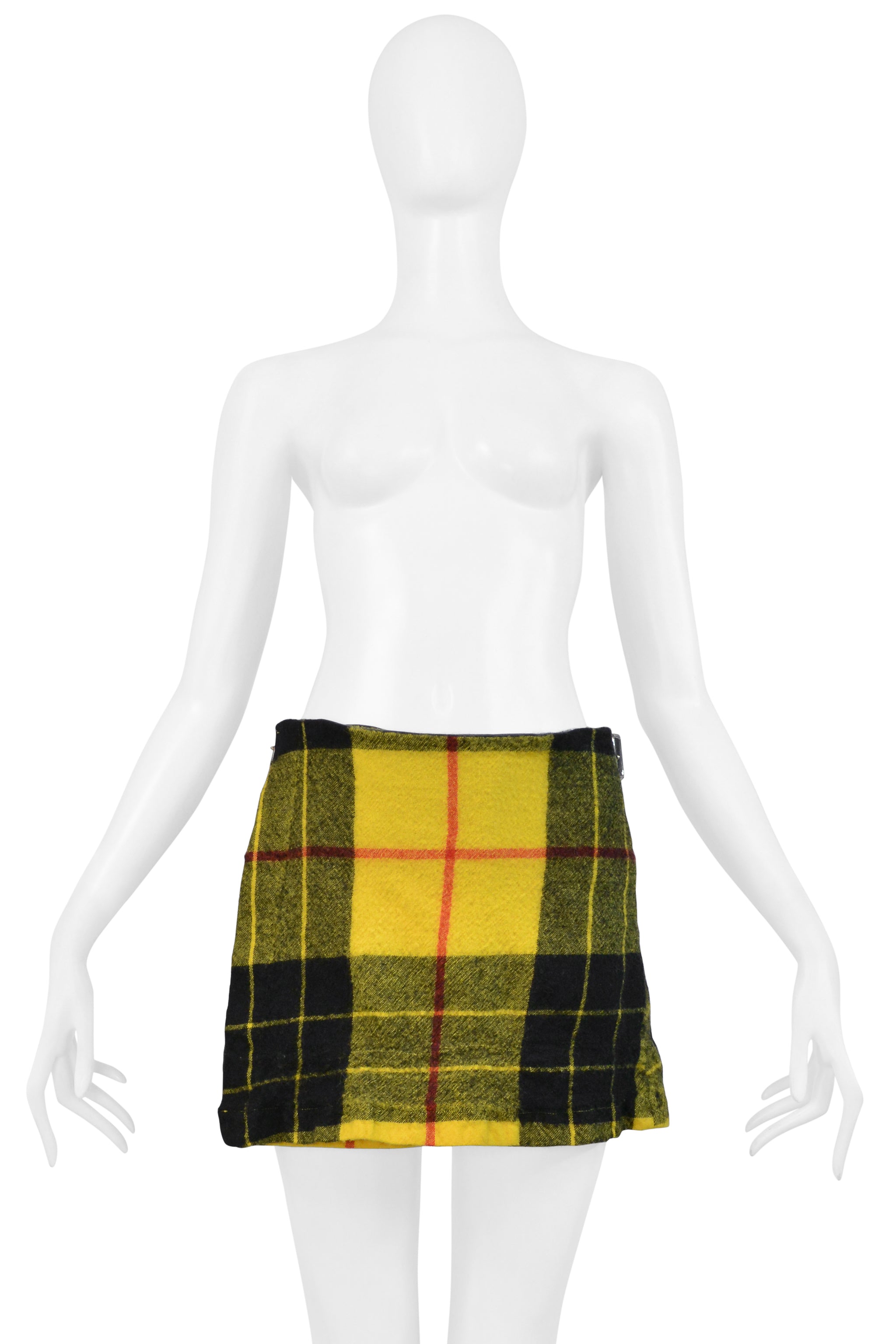 COMME DES GARCONS YELLOW RUFFLE TARTAN JACKET AND SKIRT SUIT ENSEMBLE 2000