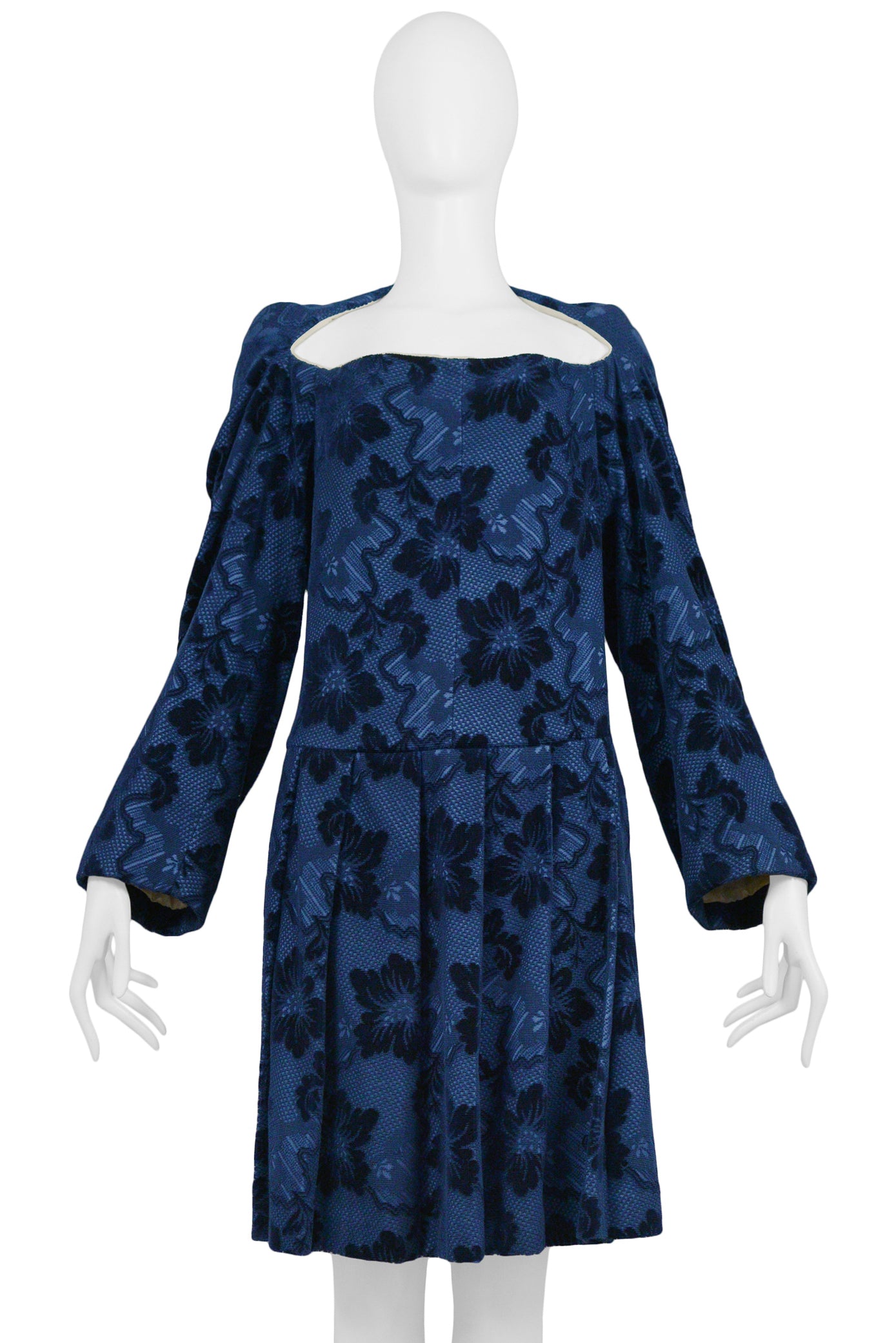 COMME DES GARCONS BLUE VELVET DEVORE FLORAL DRESS 1996