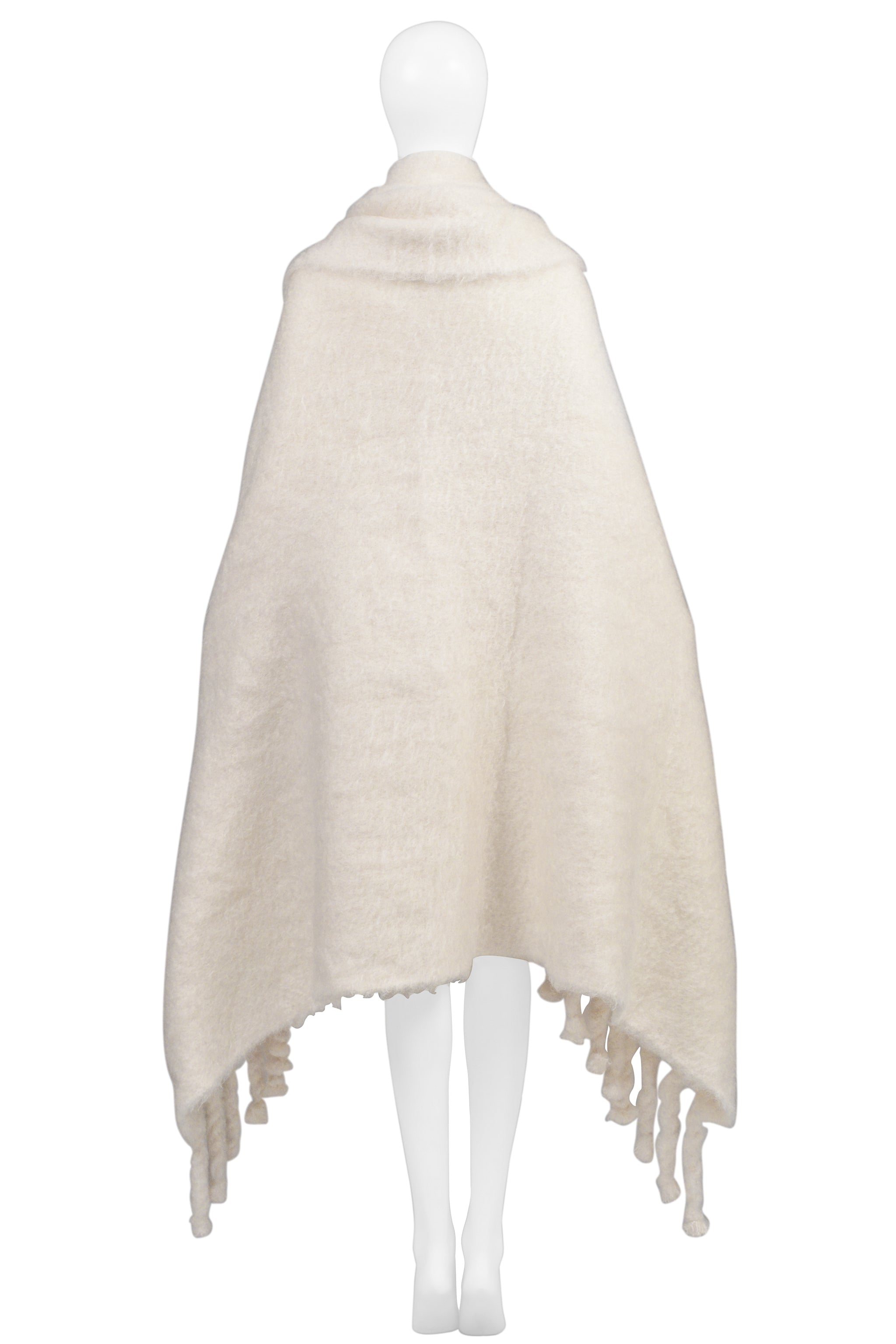 CELINE BY PHOEBE PHILO OFF-WHITE MOHAIR BLANKET WITH GIANT FRINGE 2017