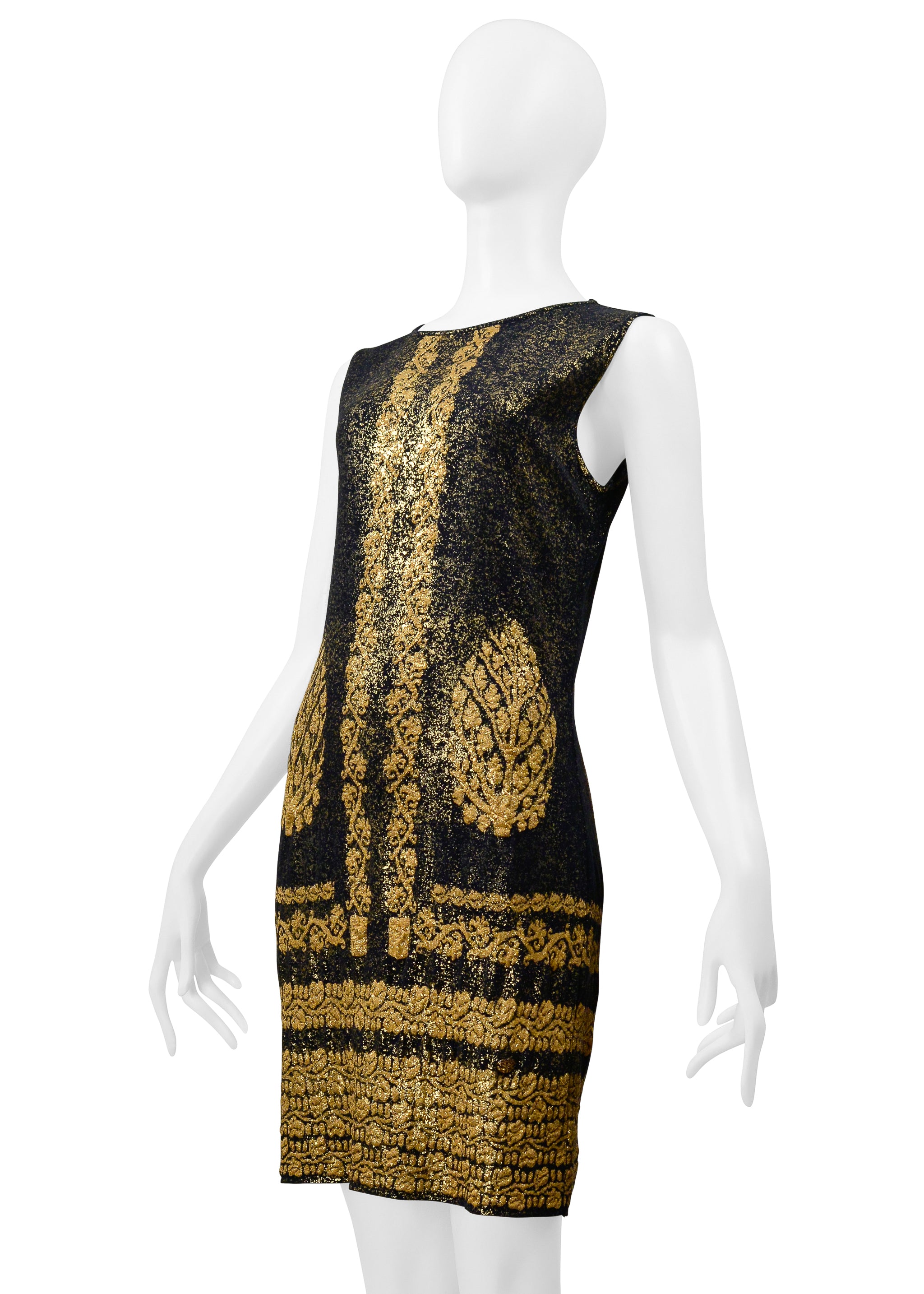 CHANEL BLACK & GOLD METALLIC MINI DRESS 2010